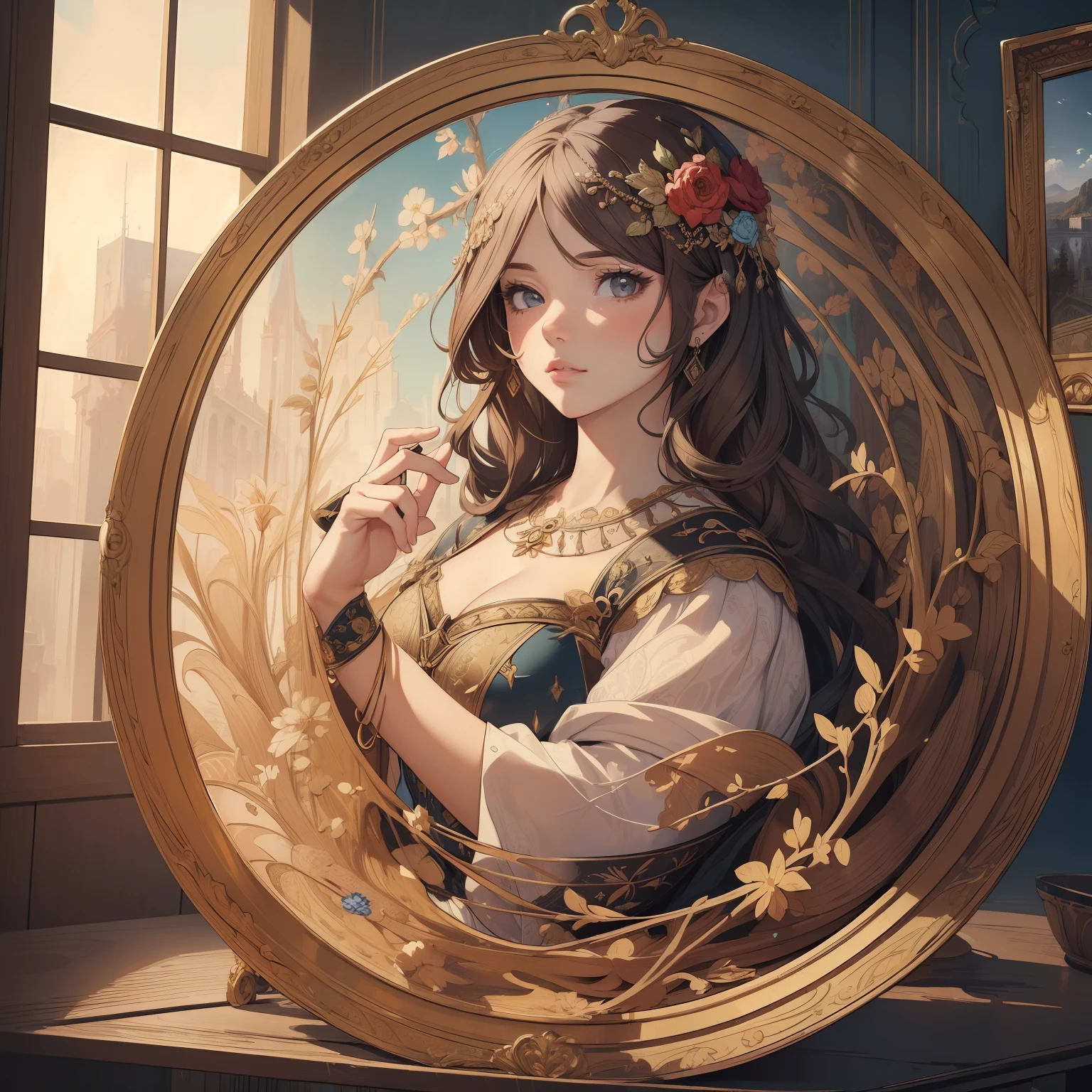 (Masterpiece, Best Quality, Highres:1.4), Detailed, Intricate Details, 4K,
color splashes, line art, art, fibonacci,