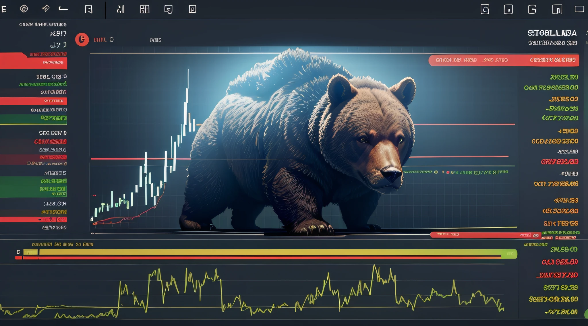 a closeup of a stock market chart with many currencies, displaying stock charts, waveforms on top of square chart, trading stocks, Bloco, trading, foto em alta, imagem de alta qualidade, urso , Touro ,castelo