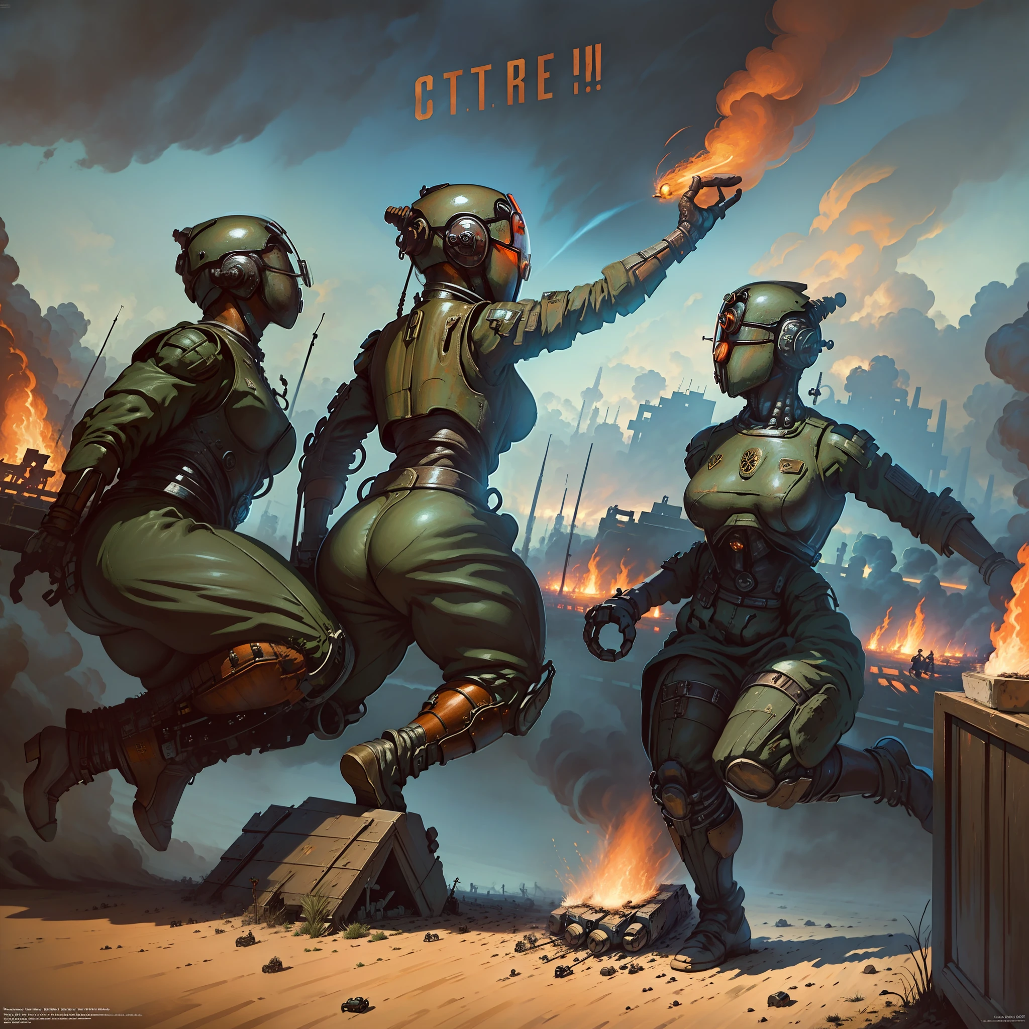 (masterpiece, top quality, best quality, official art, beautiful and aesthetic:1.2),
there is a beautiful woman jumping over a fire with a beautiful woman, girl robot watching, rioting, chaotic riots in 2055, violent protest,
riot, after a riot, mosh pit, witch burning, lots of fire, pandemonium, beautiful woman made of gold,
dystopian celebration, profile image, profile picture, bonfire in city street, beautiful oil matte painting, american scene painting,