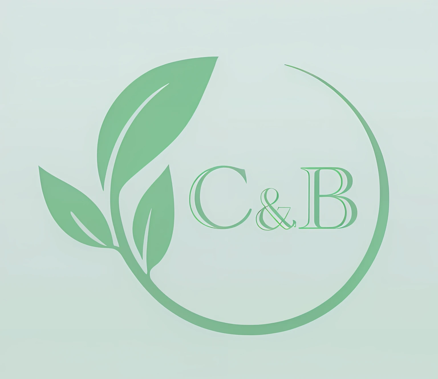 Close-up of green leaf logo with the letter C & b, Profile image, corporate logos, Clean face and body skin, Profile picture, cyan and green, clean logo, r&b, Avatar image, logo without text, Simple LOGO, C 12.0, logo, logo, clean and pristine design