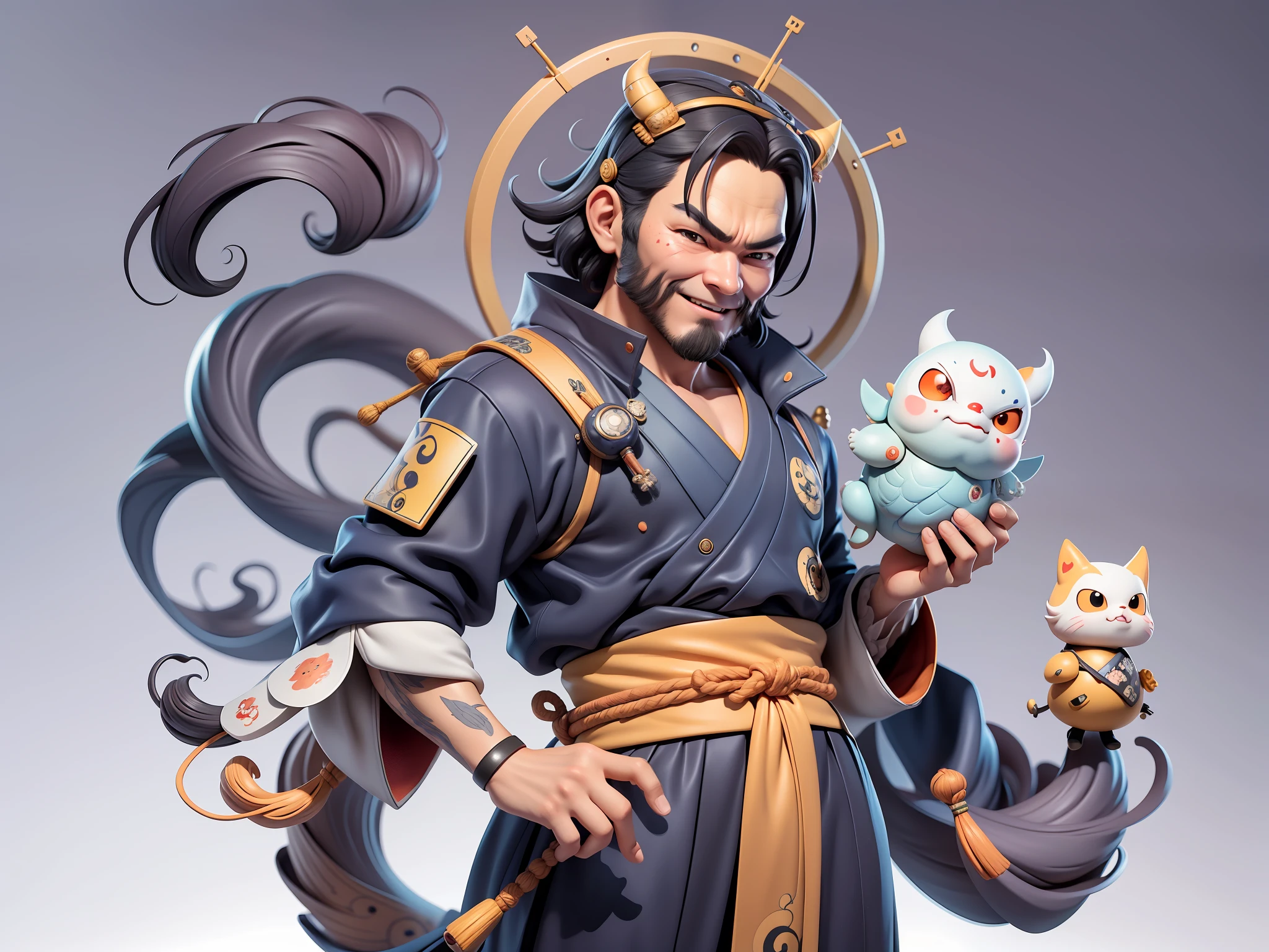 (Daisaku),(Need),(Super meticulous),(full bodyesbian:1.2),Japanese ukiyo-e girl,japanese geisha,Beautiful,Oriental dragon,Aeolian Thor,Raised sexy,爆乳,Oriental face,TV Anchor,Bust portrait illustration,Alone,In black suit,a blue tie,The face is slightly chubby,The face was clean,without a beard,Black super short hair,Black eyes,Smile confidently,3C computer sub-products,iPad, iphone,Digital painting,3D character design by Mark Clairen and Pixar and Hayao Miyazaki and Akira Toriyama,The illustration is a high-definition illustration in 4K resolution,With very detailed facial features and cartoon-style visuals。