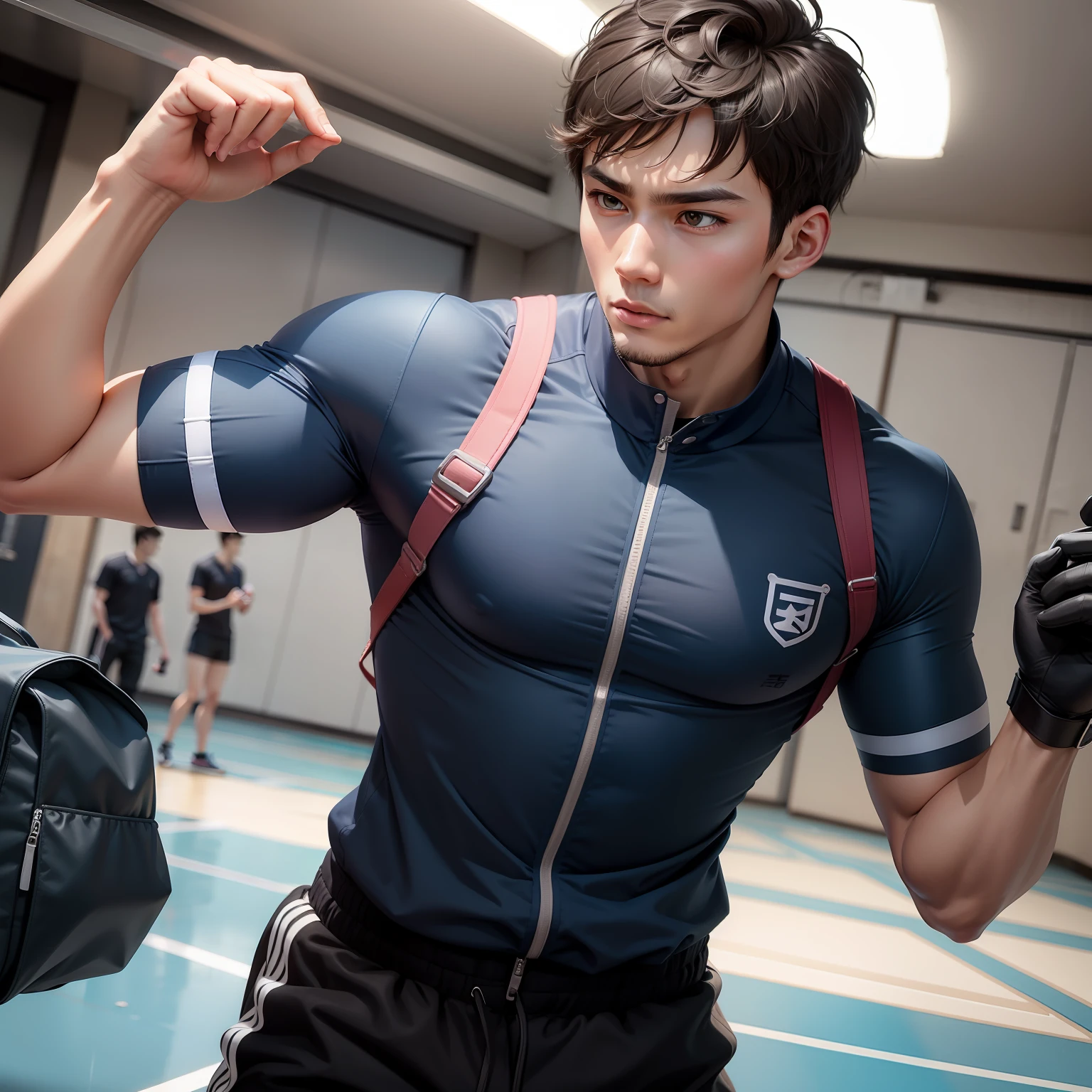 cool guy，Physical Education Student，Raised large bags，tight-fitting，Guangdong student，校服