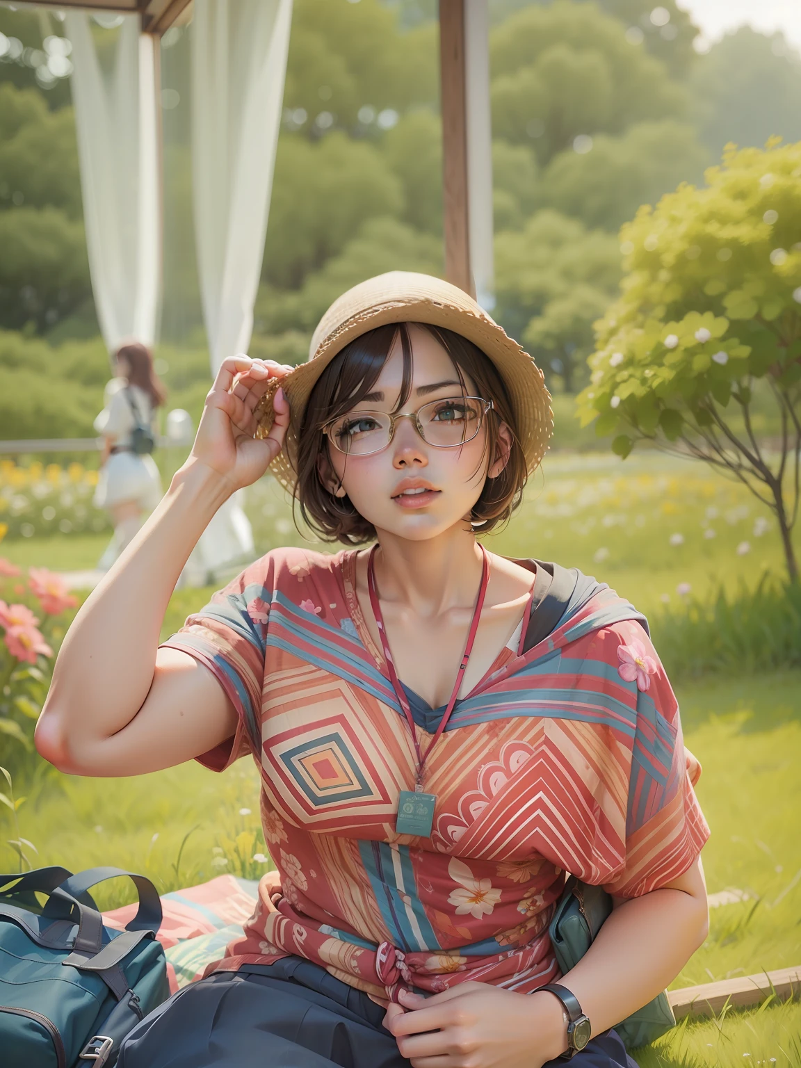 anime, Women, Flower Field
