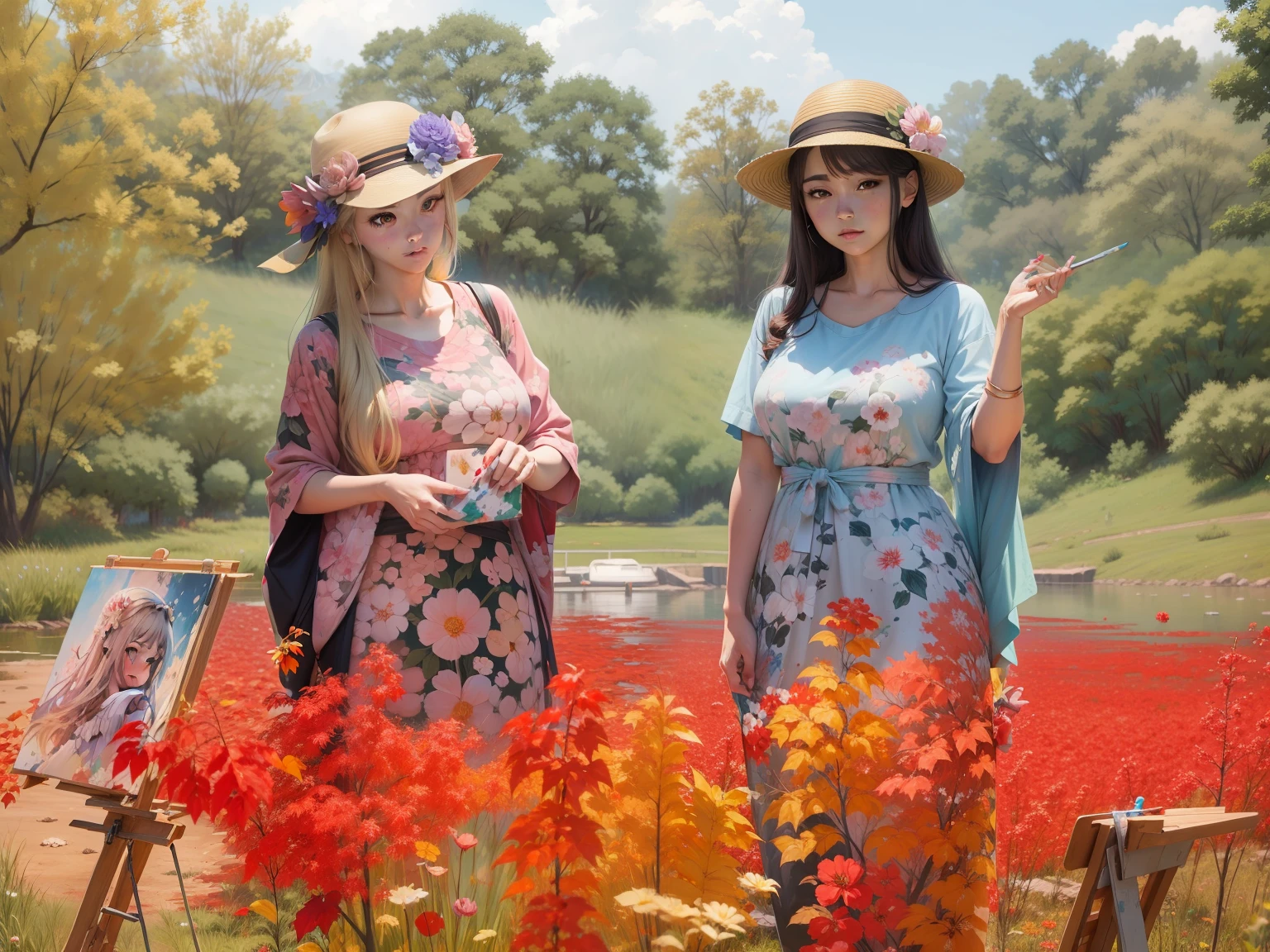 Anime, painting, floral