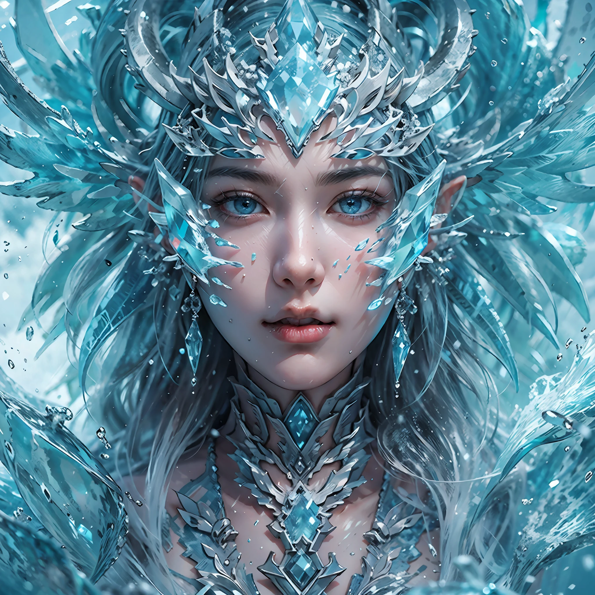 (((1girll))),Imperial water,A magician,(Loose dress:1.5),(Perfect facial features:1.4),(Blue silk robe),(Mysterious magic formations:1.2),((ice Dragon)),(Ice crystal scales),Blue glow,(Frost wings),Powerful ice magic,Icicles,Towering over the landscape,Blue light cold light,Ice storms,Wind,Flying snow and ice and snow,Amazing results,,best qualityer,tmasterpiece,超高分辨率,finely detailled,Complicated details,8K分辨率,8KUCG wallpaper,hdr,water blue,Magic Array,Cinematic lighting effects,lightand shade contrast,Ray traching、NVIDIA RTX