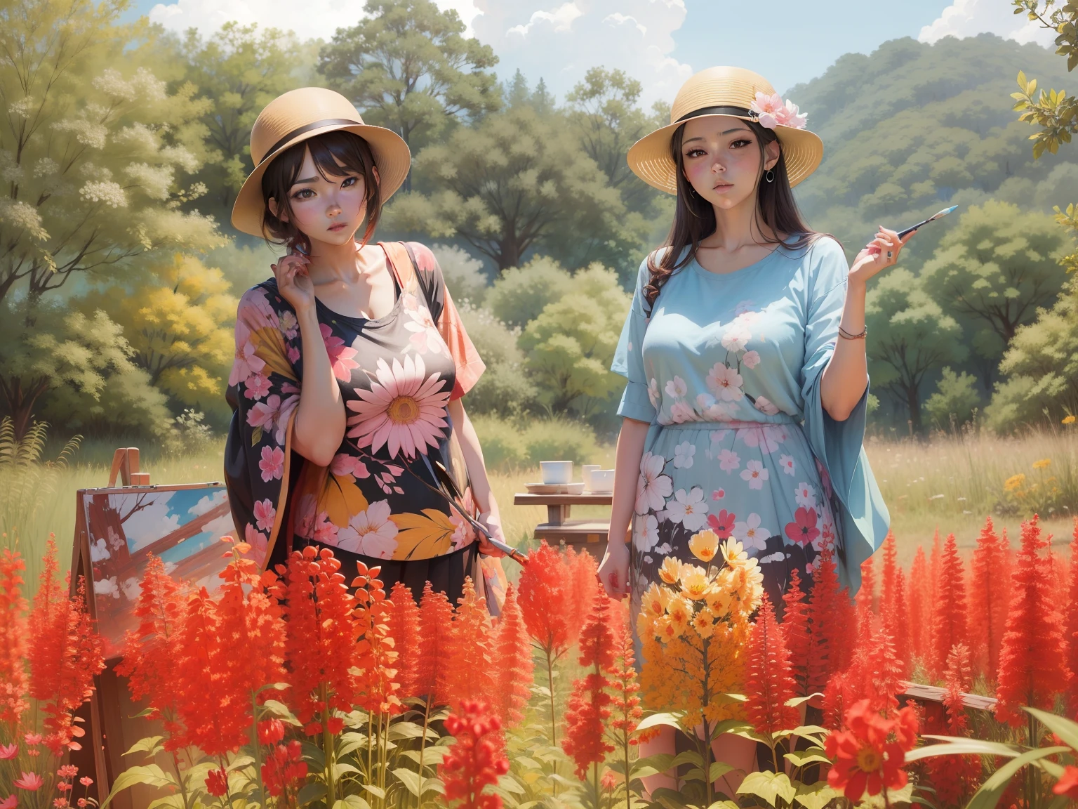 Anime, painting, floral