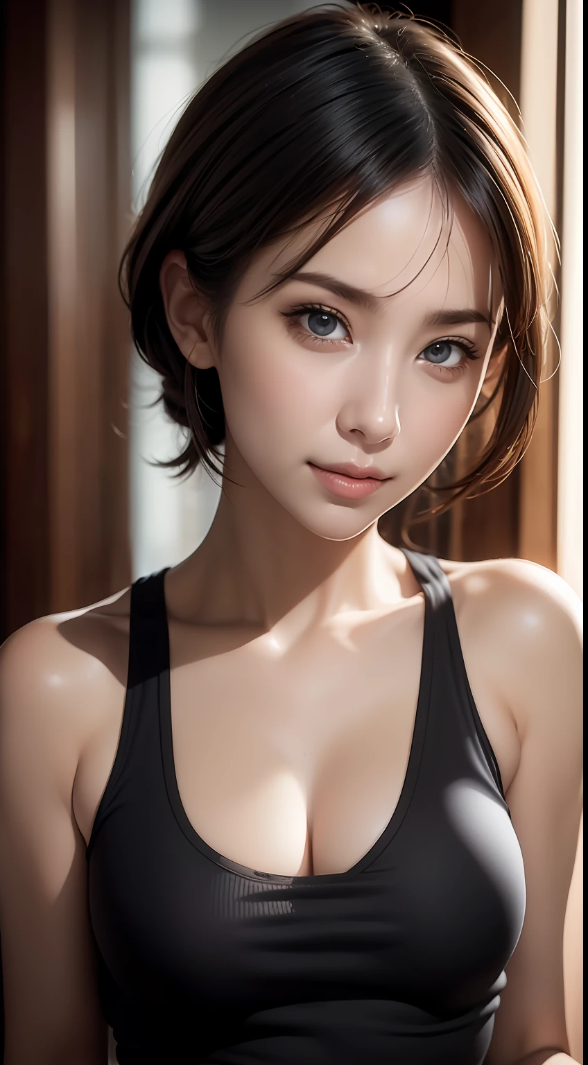 dressed, (photo realistic:1.4), (hyper realistic:1.4), (realistic:1.3),
(smoother lighting:1.05), (increase cinematic lighting quality:0.9), 32K,
1girl,20yo girl, realistic lighting, backlighting, light on face, ray trace, (brightening light:1.2), (Increase quality:1.4),
(best quality real texture skin:1.4), finely detailed eyes, finely detailed face, finely quality eyes,
(tired and sleepy and satisfied:0.0), face closeup, t-shirts,
(Increase body line mood:1.1), (Increase skin texture beauty:1.1)