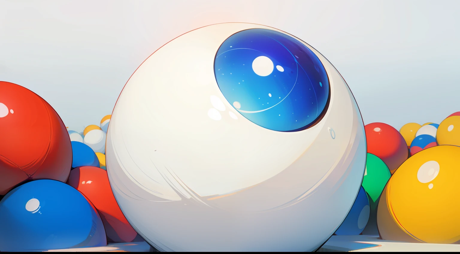 "white ball surrounded by vibrant and varied colors"