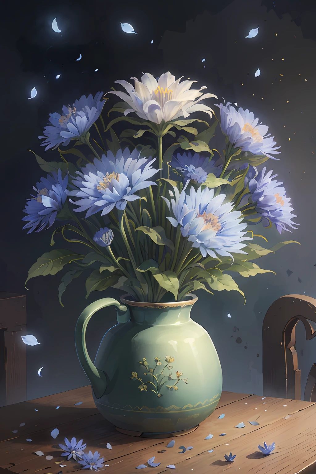 Original,(illustratio:1.1),(best qualtiy),(tmasterpiece:1.1),(the Extremely Detailed CG Unity 8K Wallpapers),(a color:1.2),Cornflower,Cornflower petals,scenecy,rios|Wagas,
