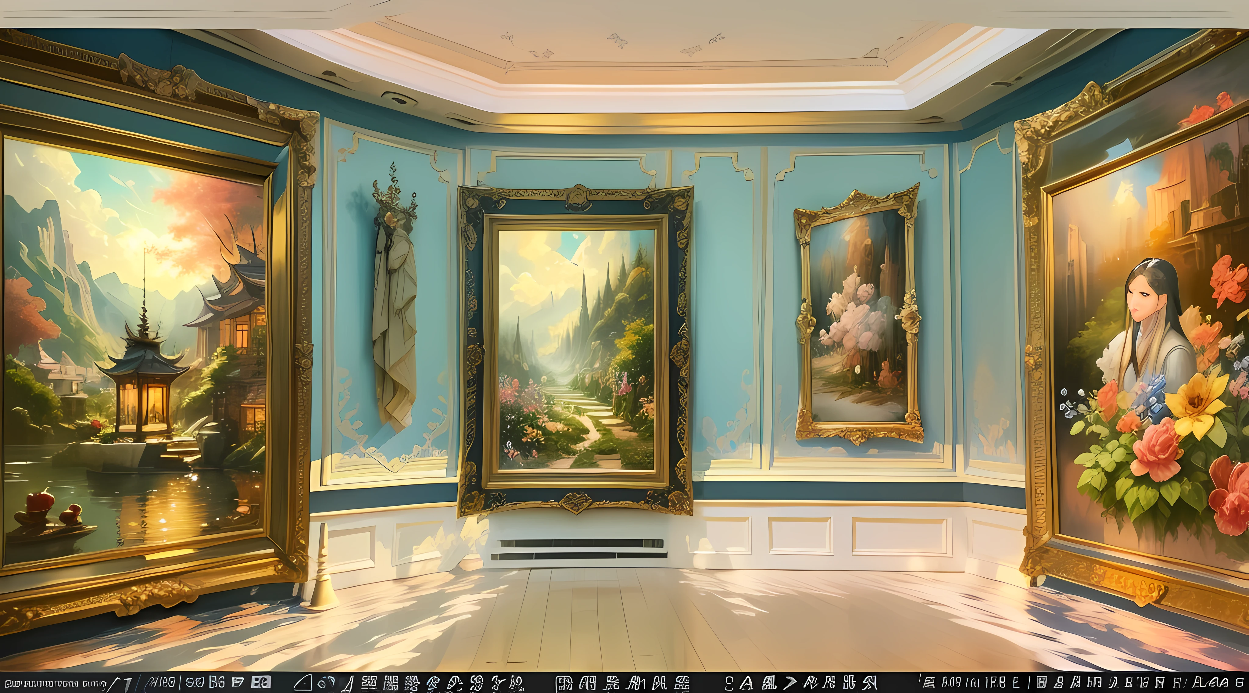 ((high-definition picture quality+Fine artwork paintings):1.5+Magnificent), Resplendent, A picture to be proud of, Majestic, Mu Xiao outlined on the smart light screen, Light and shadow interlace, Detailed and realistic depiction, Seamless, elegant and ornate, The picture is vibrant, brilliant colorful