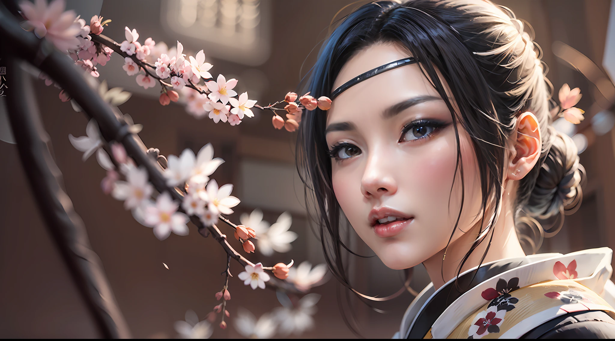 Japanese girl. Her porcelain skin glows like cherry blossoms in spring. Sakura's expressive almond eyes hold the grace and wisdom of Japan. Her sleek, black hair, often adorned with delicate accessories, symbolizes elegance. A warm smile reflects the Japanese hospitality and timeless allure, making her truly captivating.concept art, extremely detailed, ultra hd, hdr, 8k, cinematic, dramatic lighting ray tracing reflections, unreal render --v 4 --ar 3:2