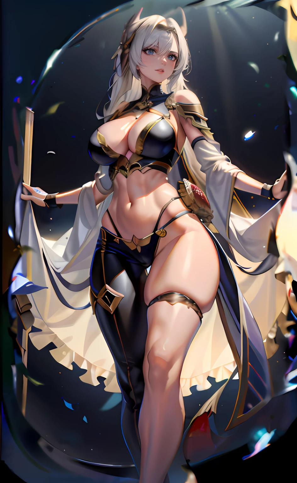Large breasts,Exposing the abdomen,nabel,revealing her belly,long leges,Buttock augmentation