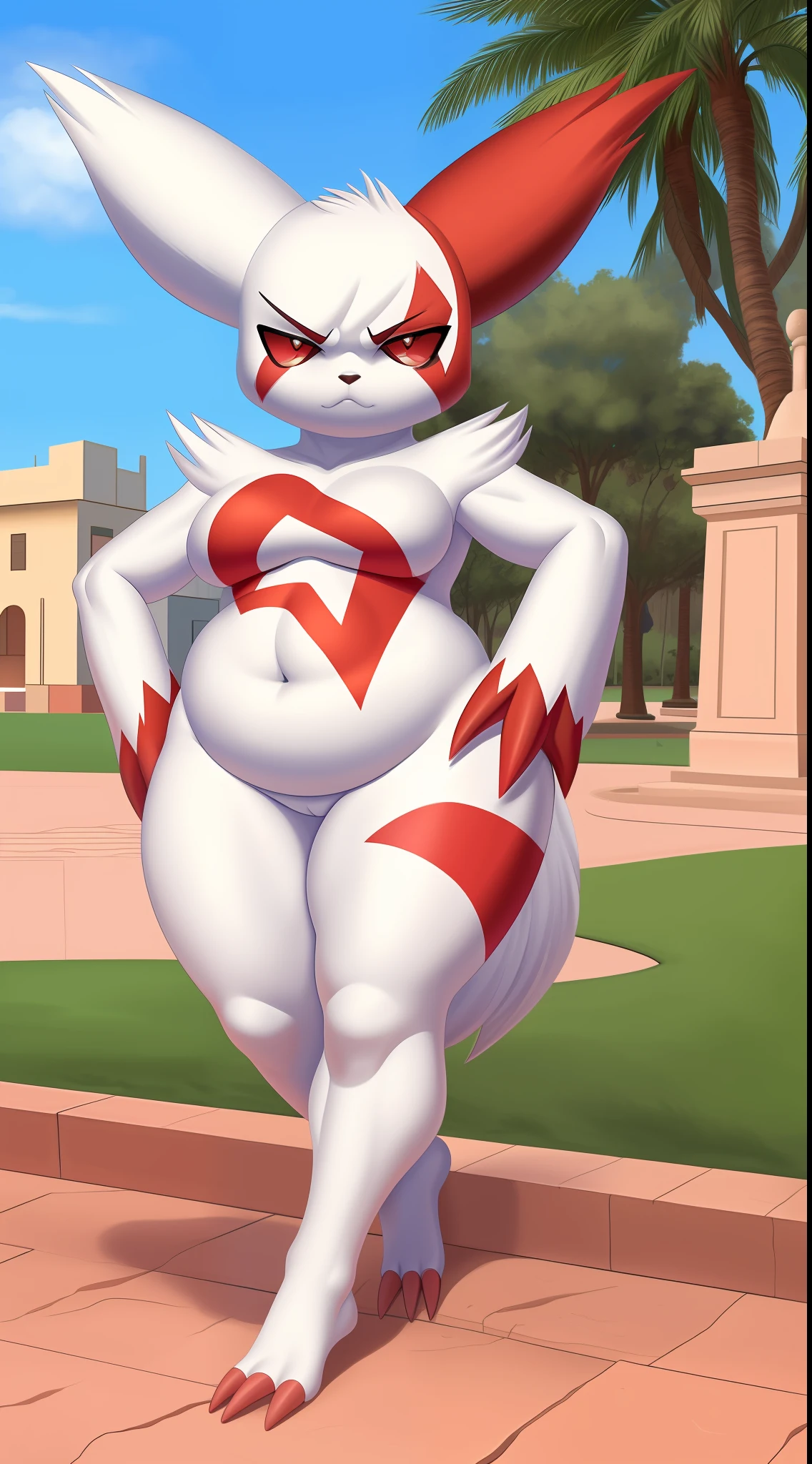 Zangoose,obesa,1mujer,pechos enormes,frowning, obra maestra, mejor calidad, parque, publico, enojada, rodeada de personas, desnuda, nsfw, apenada, estilo de arte hermoso
