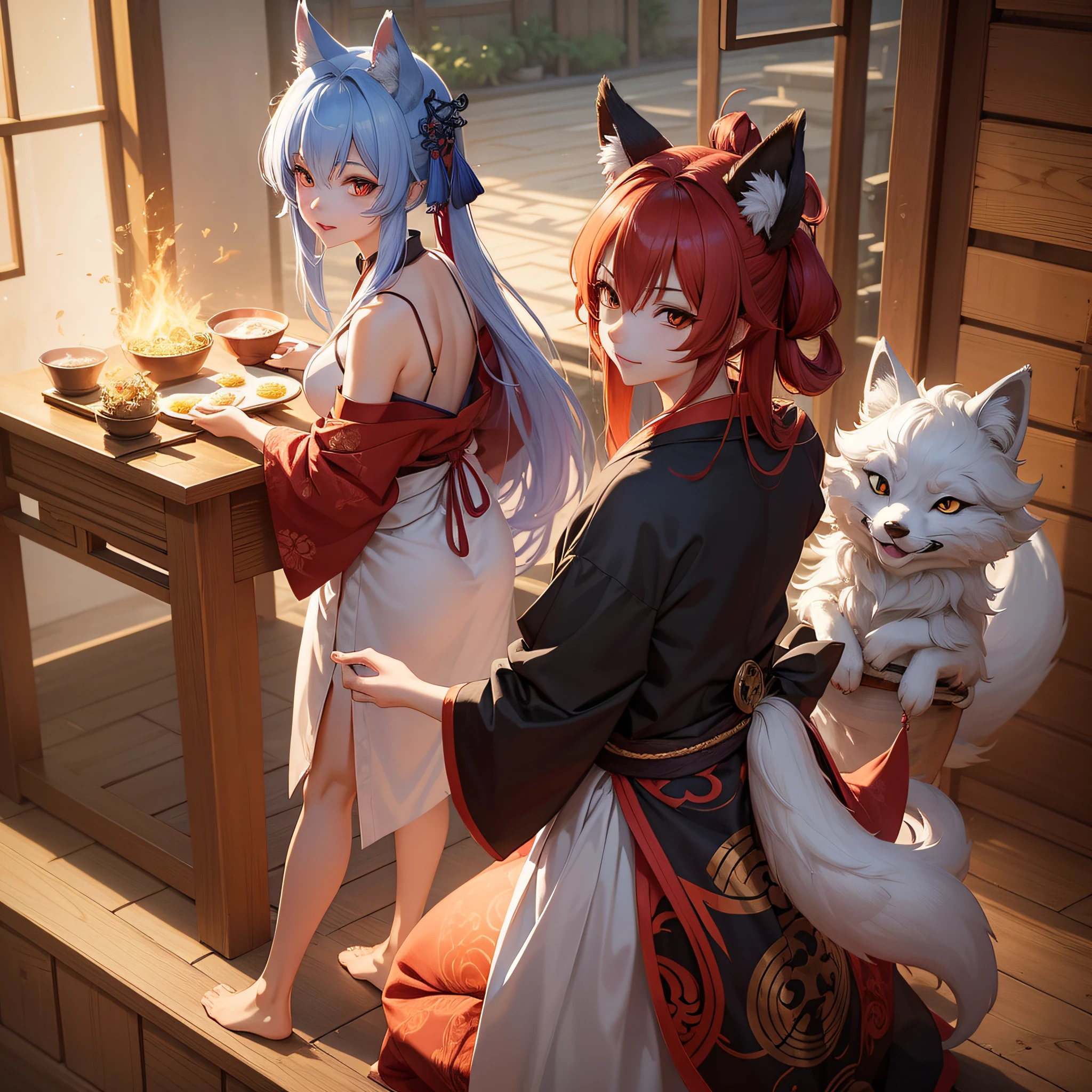 looking at viewer,Deep bow ,Fox Yokai、It is an imaginary creature that appears in lore and culture around the world.。Below is、Let's express the image of a general fox yokai with keywords.:
Enchantment and mystique
Shapeshifting ability
Clever and cunning
Has magical powers
Playful and mischievous
Red fur
different eye color
Interact with humans
Protect your home and crops
Work as a familiar.
Fox Yokai、Japanese「Demon Fox(Welcome)」and Chinese「nine tail fox(Kyubiko)」etc、appearance々Known by the name。These yokai are generally、Has the ability to transform、Transforming into a human form、It is famous for deceiving humans。pure、The fox monster is depicted as a clever and cunning being、Has magical powers、Sometimes we interact with humans。They are also、Protecting crops、It is said that they sometimes work as messengers to serve the house.。
Fox Yokai、Although different characteristics and stories are told in different cultures、In general, its enchantment and mystique、And it is known for its transformative personality.