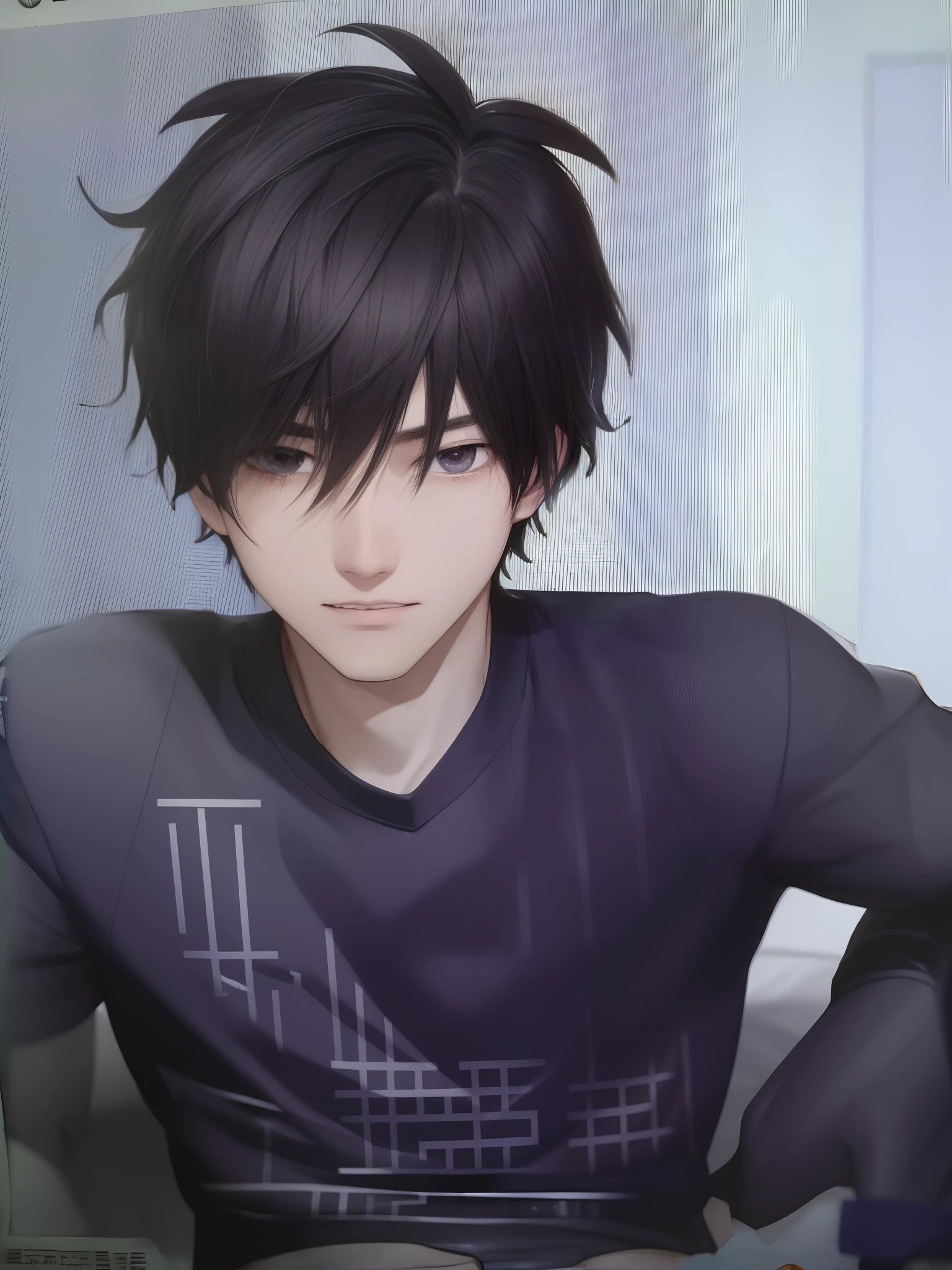 Black color hair，Black eyes，Microcurls slightly，鎖骨，swim trunks，shoun，malefocus，photorealestic，high qulity，Two boy，1boys，white skinned，Detailed skins，1boys，（Realistis）），Good lighting quality，（（paleskin）），（tmasterpiece，Ultra high quality，A high resolution，8K，复杂：1.2），（Detailed face：1.2），Handsome，Wear tight boxer panties，nipple bump，1boys，looking at viewert，balance eyes，（（from below））），hostel，（Eye contact），Fine hands，Normal limbs