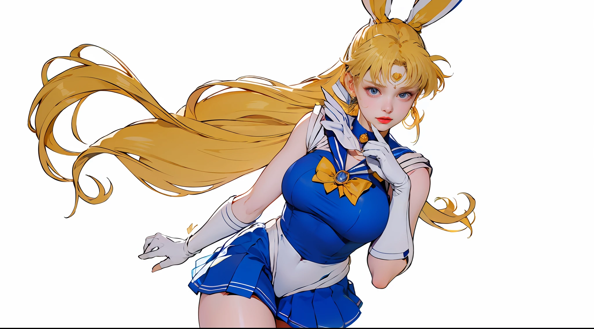 ((Masterpiece)), (Best Quality), (Ultra Detailed), ((Very Detailed)), 4K, (8K), Sailor Moon, Long Blonde Hair, Double Ponytail, Sailor Moon Aesthetics, Dream Core,