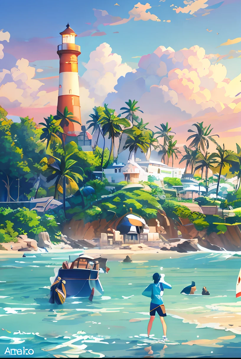 vixhinjam lighthouse india In anime artstyle makoto shinkai