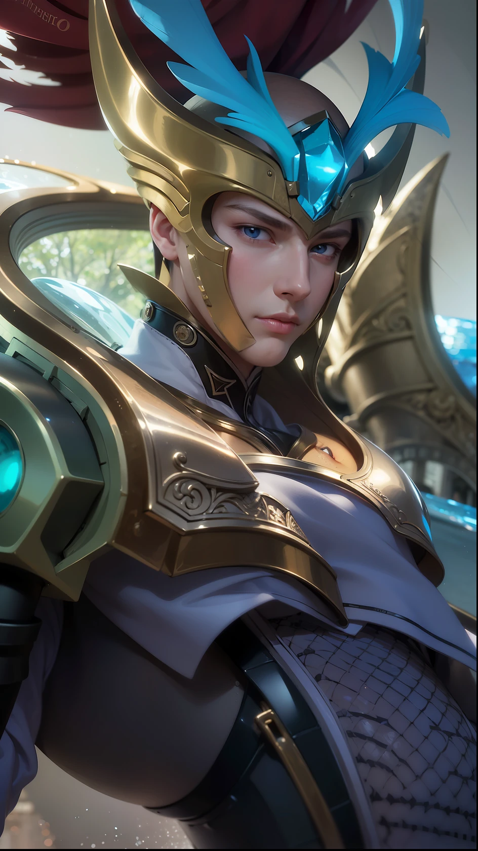 masculine male, masterpiece, ((perfect eyes)) best quality, (semirealism:1.9), beautiful lighting, (extremely detailed CG unity 4k fhd wallpaper), High Detail, Sharp focus, dramatic outdoors, 1 boy ,, brown short hair, blue eyes, smile
