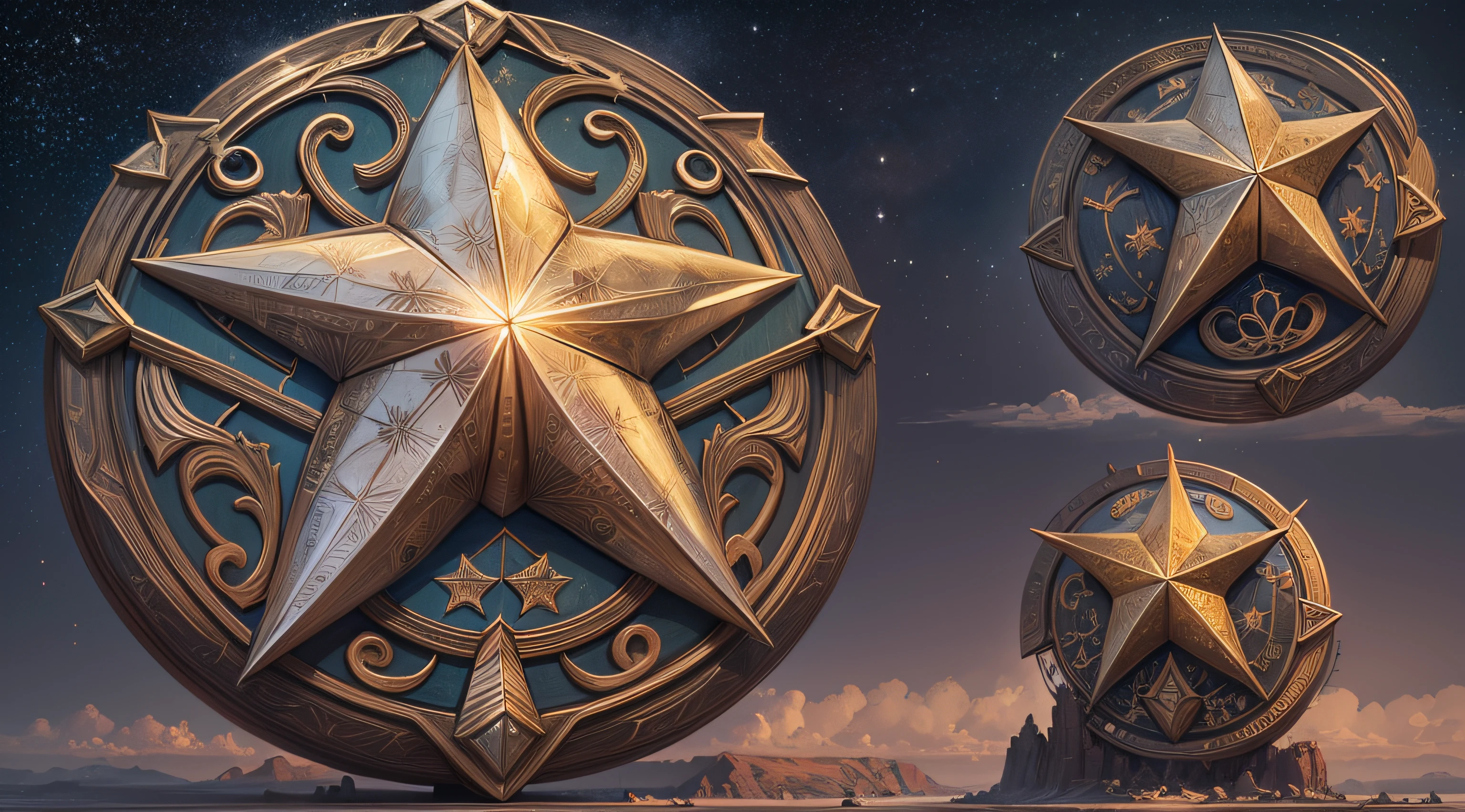 um escudo com uma estrela gravada nele (fantasy)