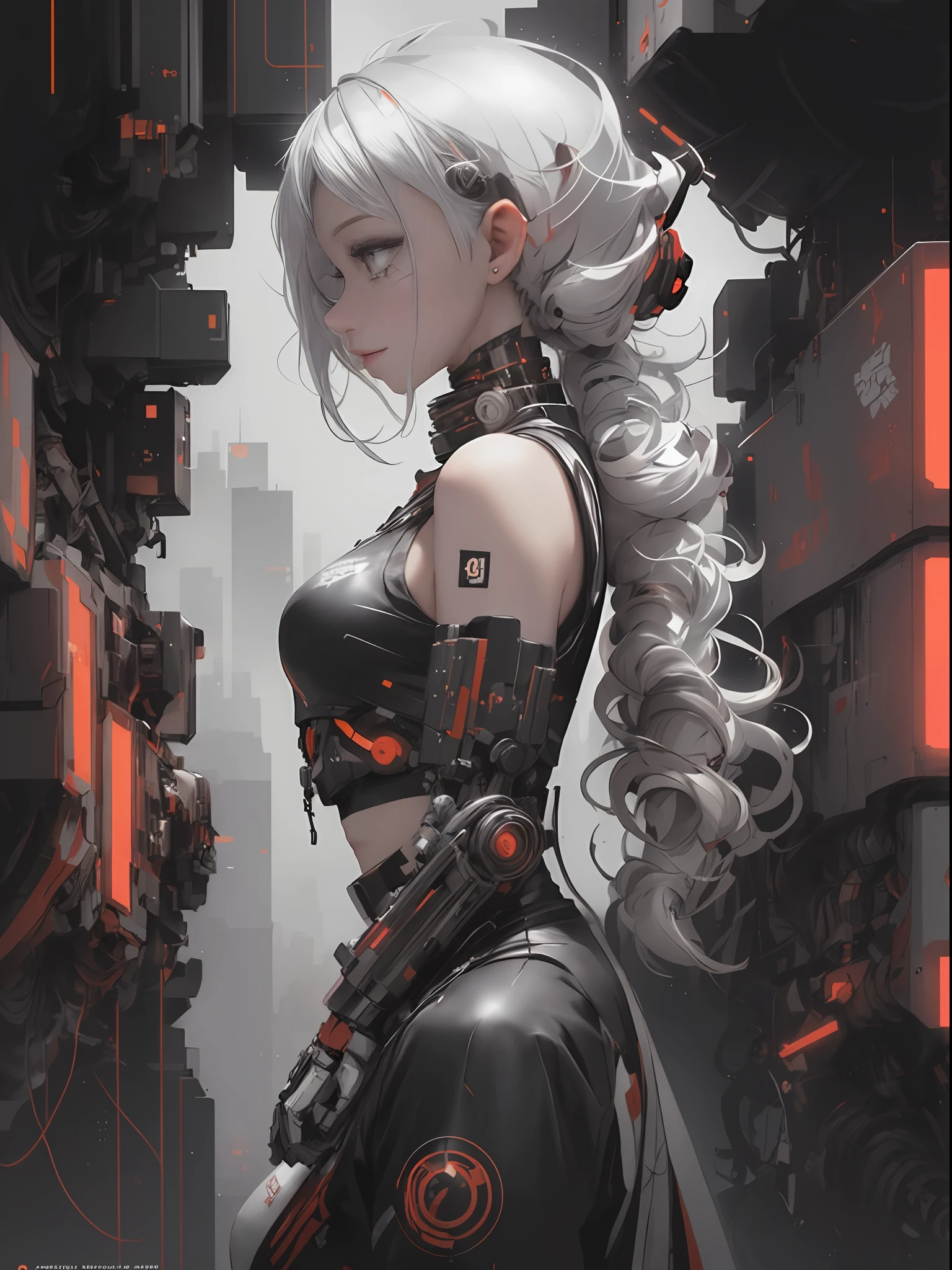 Anime girl with futuristic hair and futuristic makeup in a futuristic setting, Digital Cyberpunk Anime Art, digital cyberpunk - anime art, anime style 4 k, Cyberpunk anime girl mecha, best anime 4k konachan wallpaper, Detailed Digital Anime Art, Cyberpunk Anime Girl, anime cyberpunk art, digital anime art, cyborg - girl with silver hair, cyberpunk anime art,((a girl, head shot, side view,facial profile))