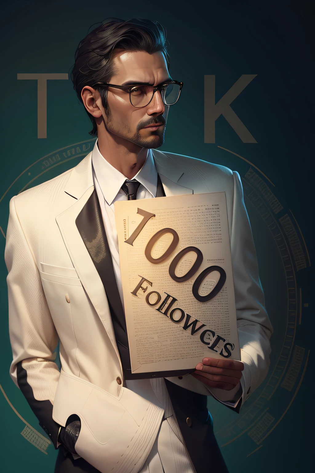 "A refined gentleman adorned with meticulous attention to detail, surrounded by captivating and expressive typography, detailed background words
