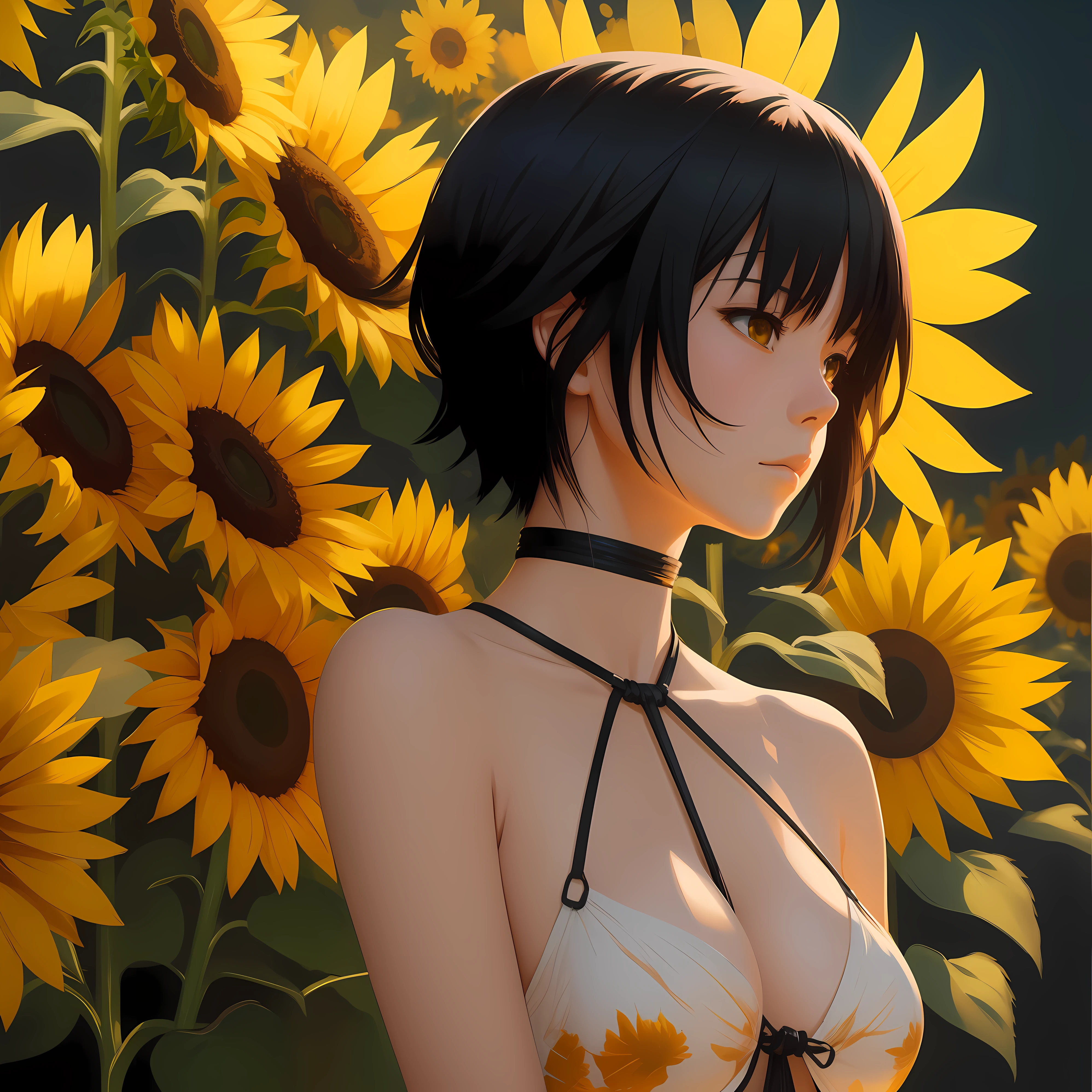 Sunflower ,   , manga  art, melting  ,  aesthetic, bdsm, tied girl ,   girl, art, cute japanese, woman, abstract , skeleton,  abstract, ,  minimal,  portrait , model pose, black ink,  topless , gothic abstract portrait, extremely detailed, evil aesthetic, ,  , , bdsm, bondage, abstract, aesthetic floral    , , colorful pop art aesthetic, boobs, subtle , , acrylic painting, trending on pixiv fanbox, palette knife and brush strokes, style of makoto shinkai jamie wyeth james gilleard edward hopper greg rutkowski studio ghibli genshin impact