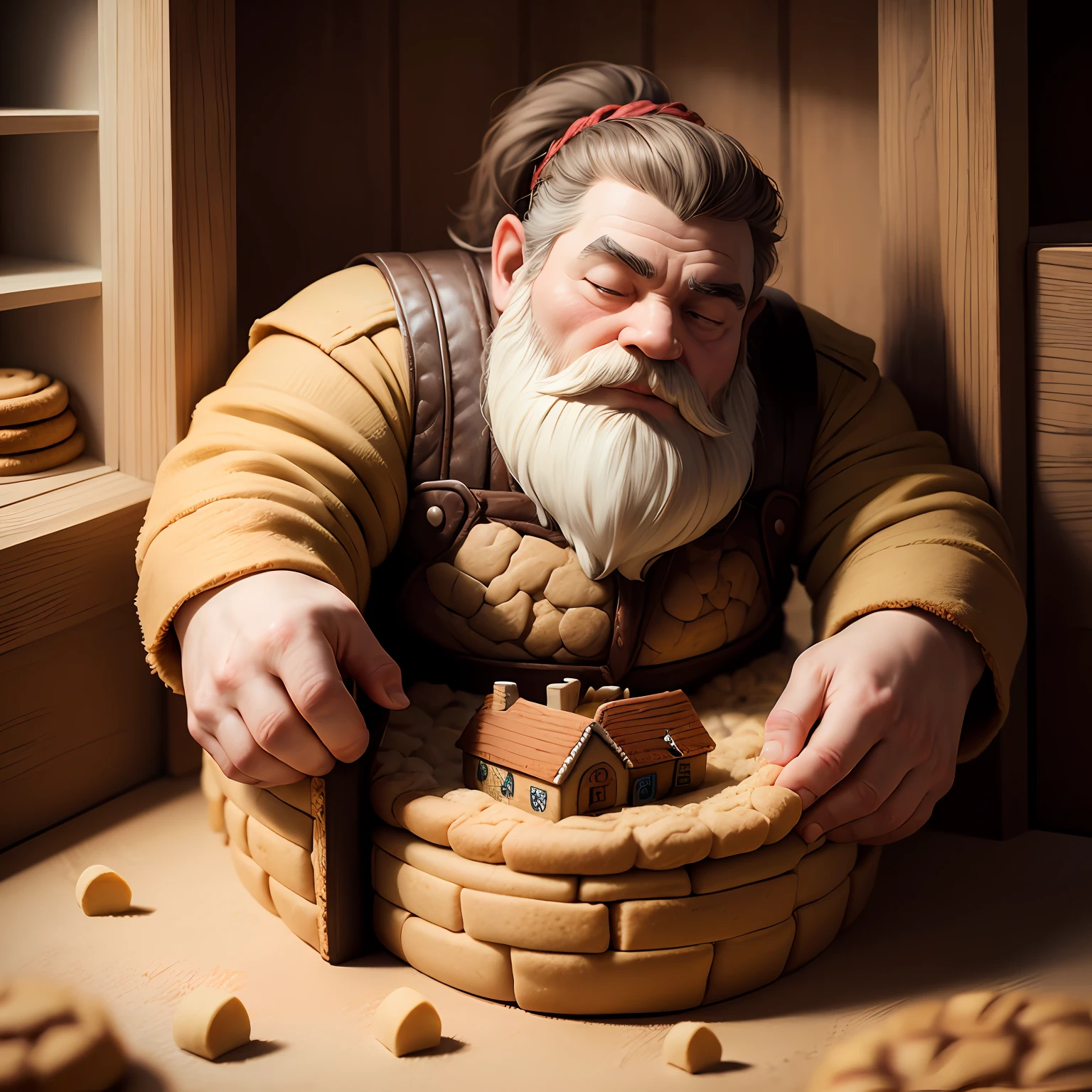 Dwarf spending time in a house made of cookies --auto