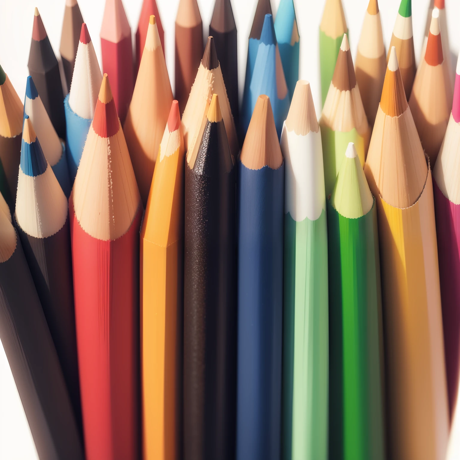 Colored pencils arranged vertically、Length varies、White background