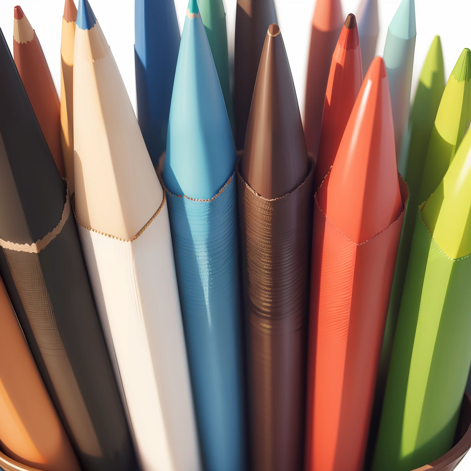Colored pencils arranged vertically、Length varies、White background