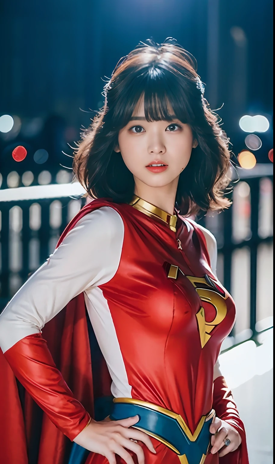 (Raw foto:1.2), Beautuful Women, ultra-detailliert, hight resolution, top-quality, ​masterpiece, ((Superhero Cosplay)､newyork