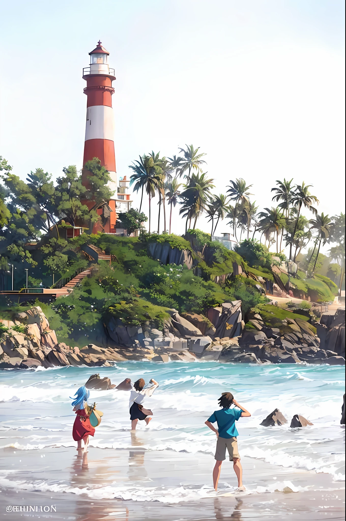 vixhinjam lighthouse india In anime artstyle makoto shinkai