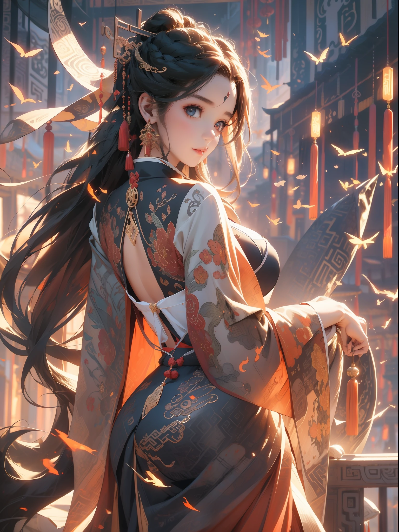 (RAW photos,best qualtiy),(realisticlying,photograph realistic:1.3),Extremely refined and beautiful,astounding,finedetail,tmasterpiece,Hyper-detailing,A high resolution,(Most Best Illustration),(Best shadow),iintricate,(In a crimson gold Chinese dragon,There is gold dust around,Black flowers,the trees,petals,ventania,oh, God,Long wavy body,Fang,fanciful,mito,high high quality,highly detailed,tmasterpiece,Epic,Particle effect,Dynamic effects,(drak:1.4)Front),Clouds,firestorm,mountain ranges,the sunset,sharp fokus, volume fog, 8K UHD, digital SLR camera, high qulity, (filmgrain:1.4), 富士XT3,offcial art, Unity8k wallpapers, ultra - detailed, Beautiful and beautiful, best qualityer, (Zen entanglement, Tangled, entangled), (s fractal art: 1.4), 1girll, brunette color hair, Chino, exposed bare shoulders, short skirt, small thighs, nabel, The is very detailed, dynamic angle, (The most beautiful chaotic shape), Flowing, (Bright colors), overclocking, (halfway: 1.2), Chinese big breasts, (Tape: 1.3), (Dream: 1.5), (Hanfu: 1.5), chinesedragon,(ssmile: 0.5), (Chinese God), realisticlying, 超A high resolution, 复杂, Hyper-detailing, (dent in the skin), femele, Detailed body, (Detailed face: 1.1), (contoured iris), (Watercolor lenses), (perfect eyes), 4K, opulent, (tmasterpiece: 1.2), (best qualtiy:1.2), Wide buttock, thick thight, (Large breasts:1.2) Big breasts and big breasts (huge tit:1.2), slutty, tempting pose。