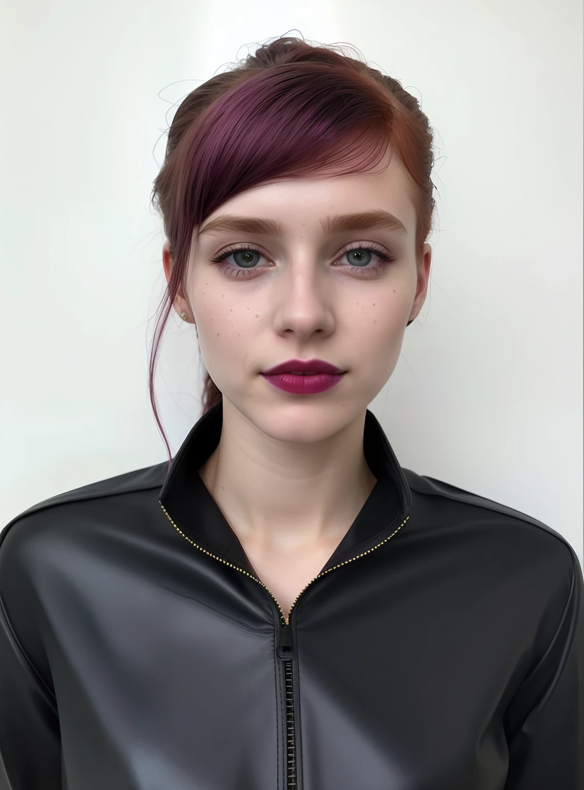 laura001, RAW photo of a close up portrait of a (wet), happy, light redhead, 16 yo girl,wavy hair, dark magenta lips, laura001, RAW photo of a close up portrait of a (wet), happy, light redhead, 16 yo girl,wavy hair, dark magenta lips, hotel in the background, [brown | orange leather coat], slate atmosphere, cinematic, dimmed colors, dark shot, muted colors, lut, insane details, intricate details, [[[freckles]]],amazing butyful body, pronounced feminine feature, flirting with camera,light pink hair + messy, 16 yo girl, long hair, beautiful face , perfect skin, dark sky, dark winter, snow, cloudy sky, ultra-detailed body, [:0.5], wearing a very nice saree + hot shoulders, frontal pose