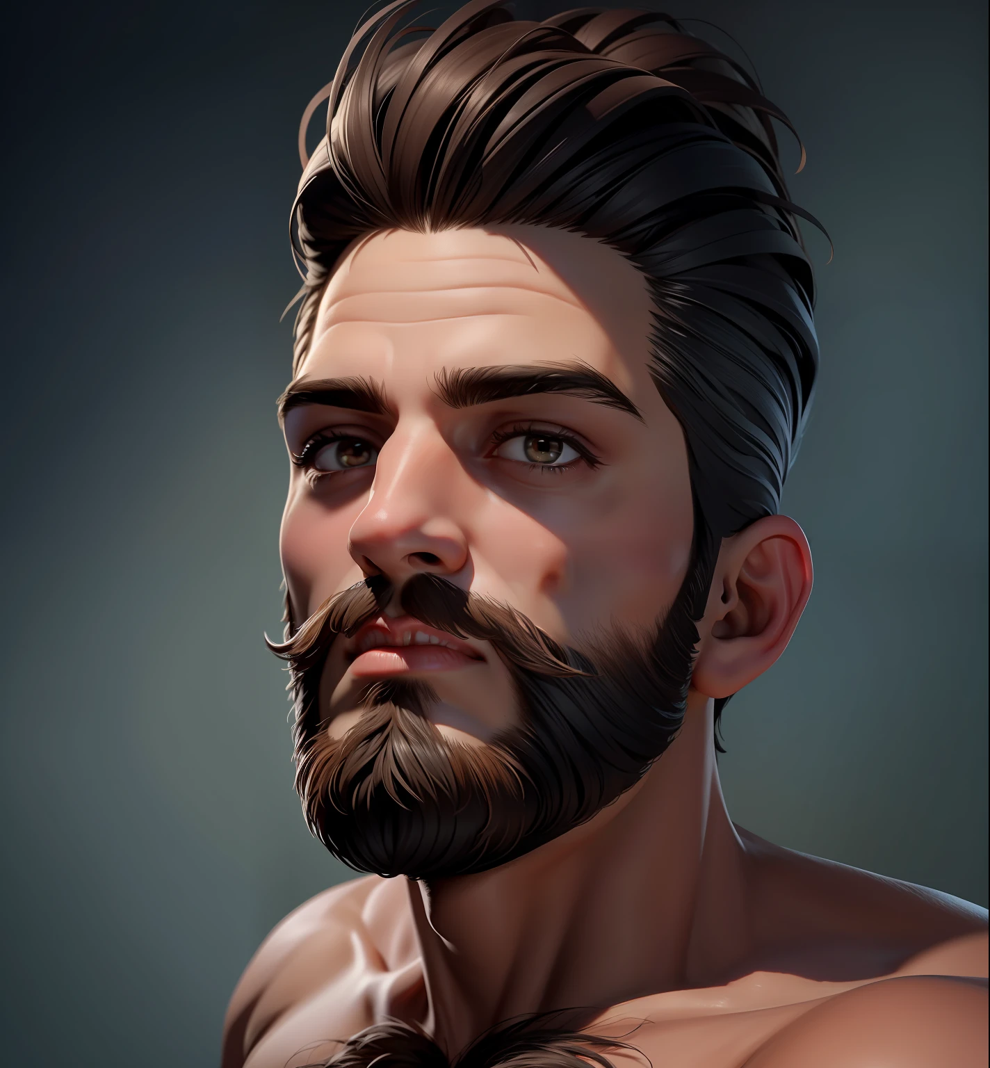 ((Best Quality, 8K, Masterpiece: 1.3)), handsome, short beard, hunter's look, young skin, 22 years old, young, smooth body, smooth skin