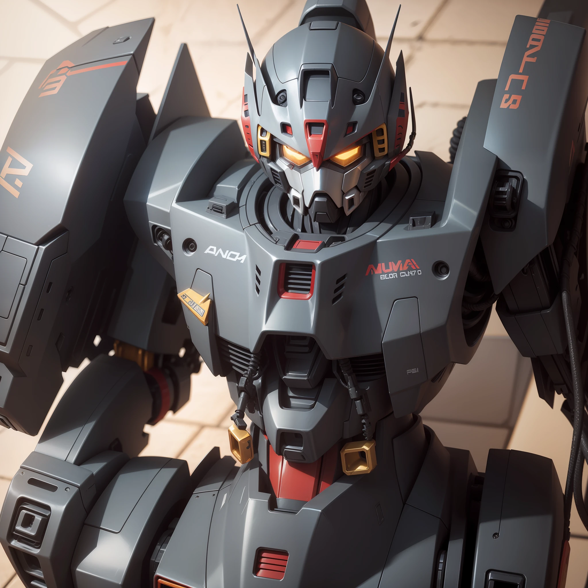 Mecha, gundam, preto com detalhes brancos