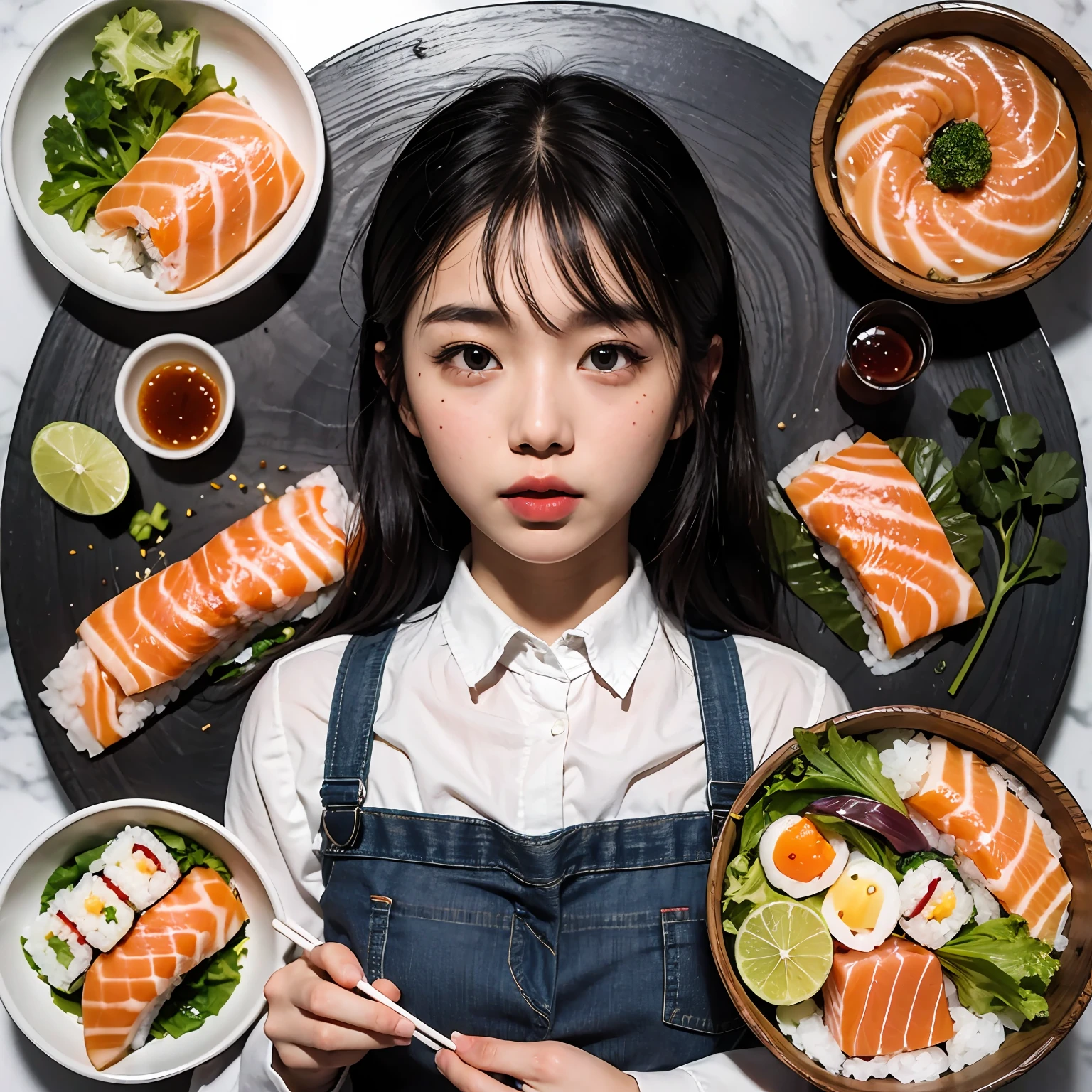 sushi,salmon,girls,