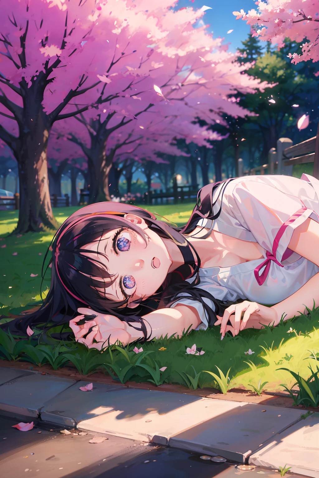 Ai Hoshino，full bodyesbian，Mouth open，In Park，inverted image，In the daytime，Star eyes