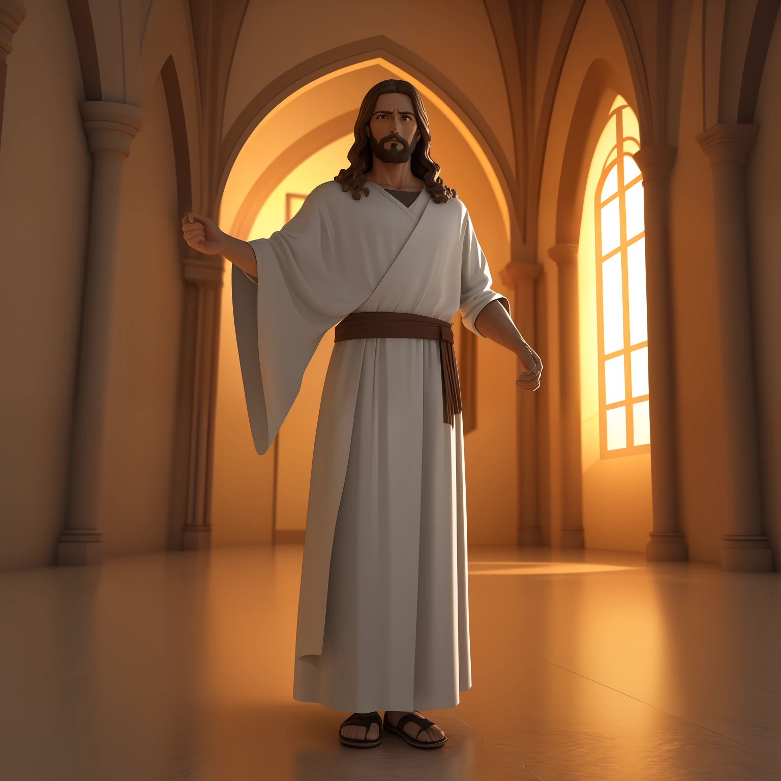 jesus, 3d, rezando, pose dinamica