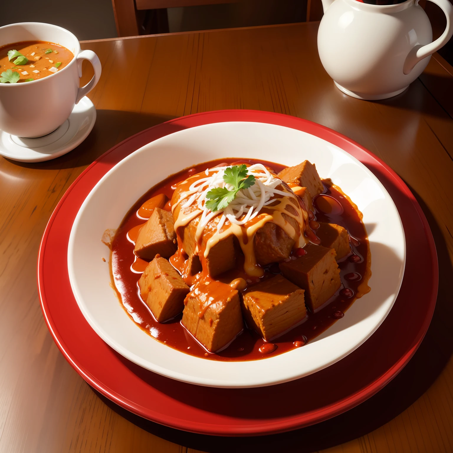 Hot Rendang on the red table