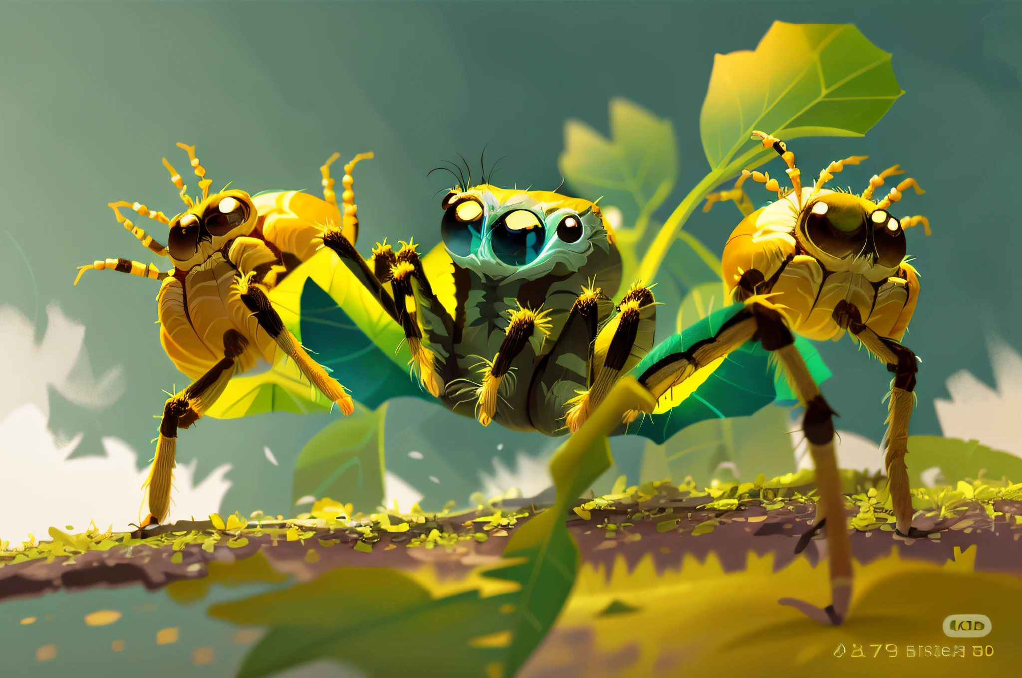 Jumping spiders,Fresh colors,the detail