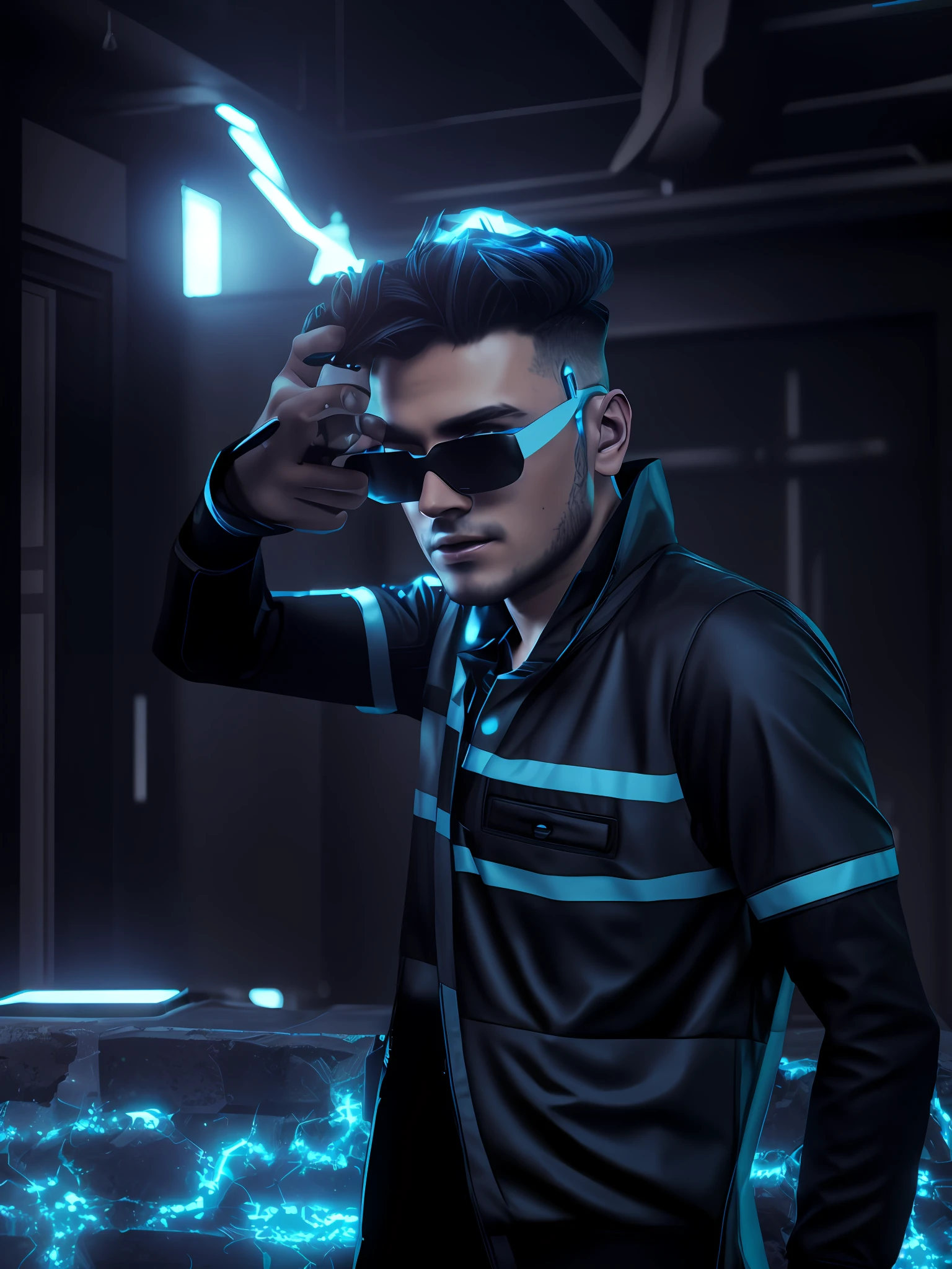 Change background cyberpunk handsome boy, realistic face, 8k, ultra realistic,