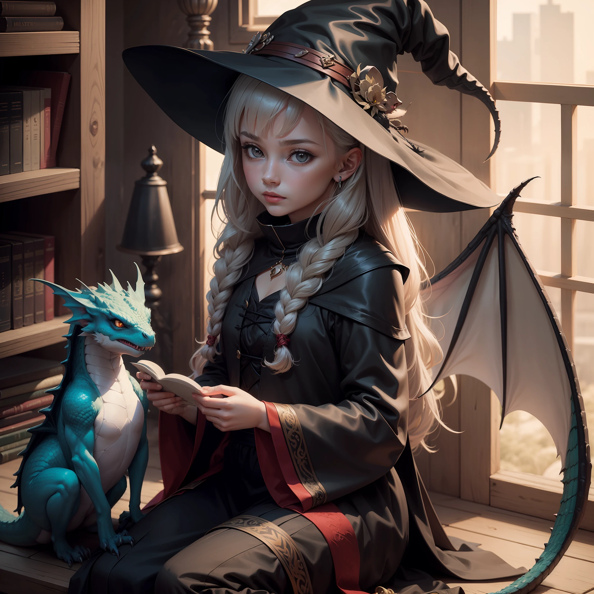 1girl witch with pet dragon