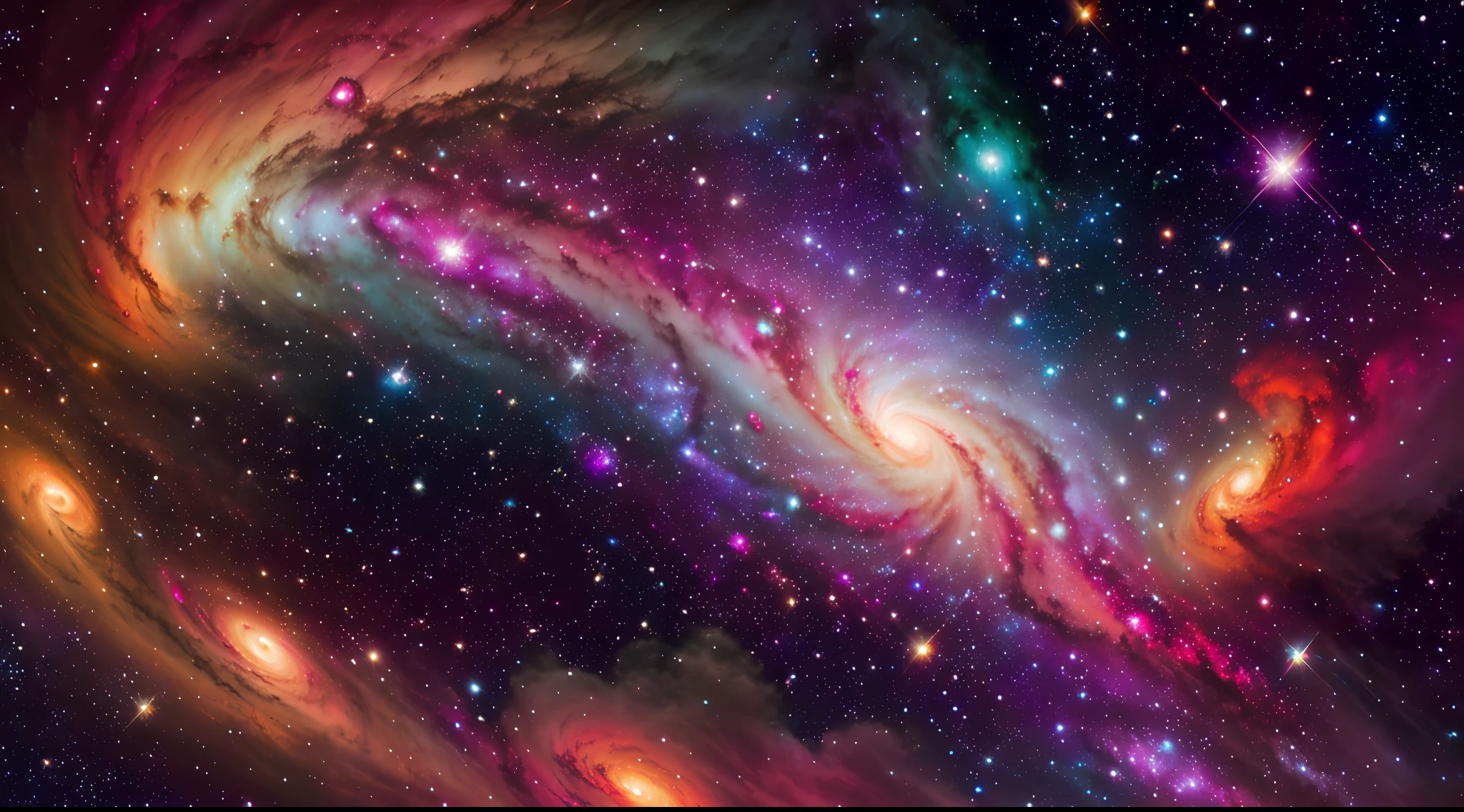 (best quality,masterpeace),(hyperdetailed colourful),
A galaxy of swirling nebulas and stars
,perfect composition, best exposition,
, hdr, cinematic lighting, trending on artstation,trending on CGSociety, professional oil painting,immense detail,