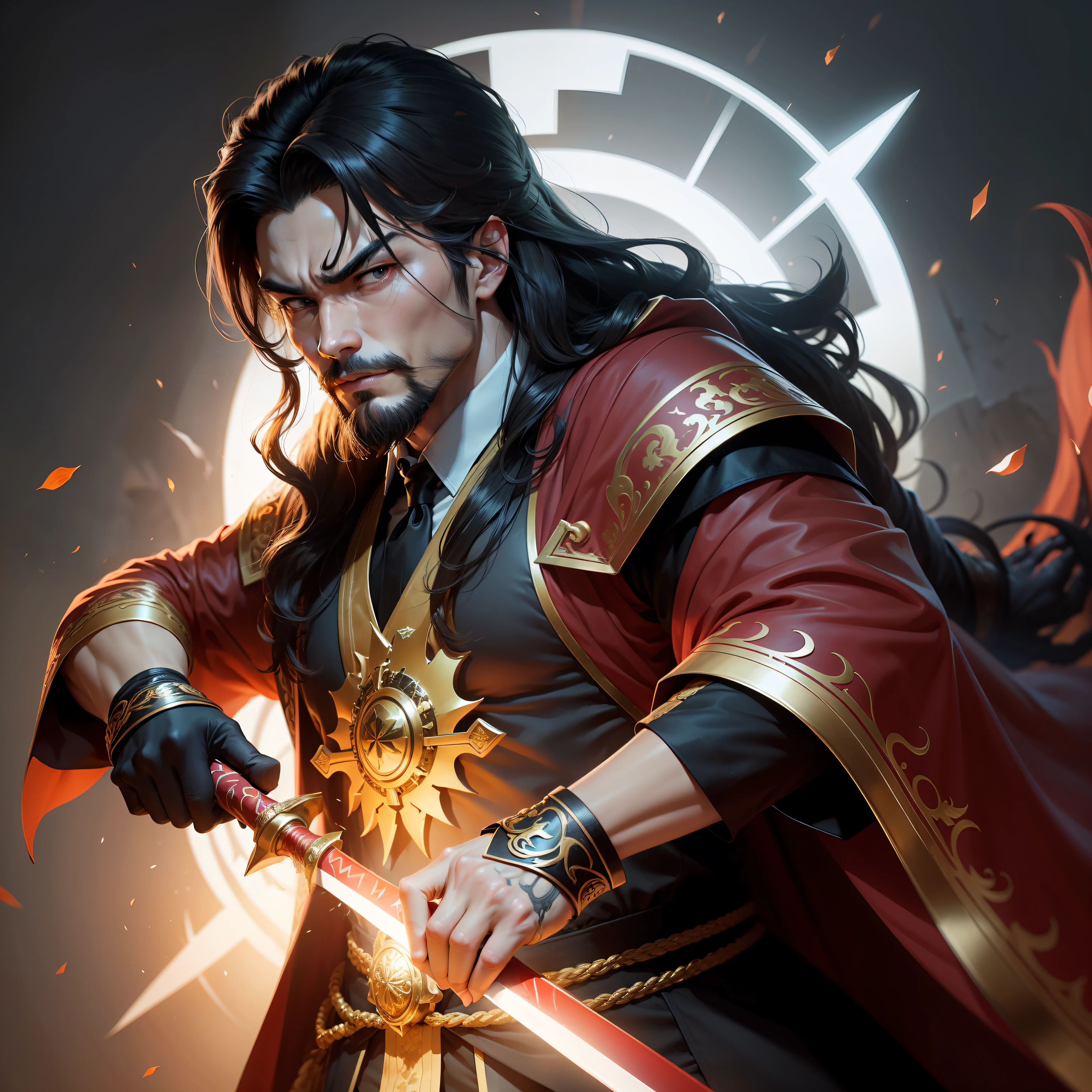 (best qualtiy:1.4),(realisticlying:1.4),(8K,RAW photos:1.2),This cartoon character may be a male character dressed in fancy dress,He may have long hair and a beard,Wear ornate robes and cloaks。His eyes may be dark blue,The lips may be bright red。He can be tall,musculous,Serious face,The expression is serious,But there may also be some elements of humor and cunning。
This cartoon image can be depicted as a tyrant with great power and ambition,But there are also elements of humor and cunning,Make him more lively and interesting。He may be armed with a greatsword or other weapon,Or some strange magic props,These can add some mystery and deterrence to his image。Male character with a serious face,Usually dressed in fancy dress,Wear a crown or tiara,Holding a weapon such as a scepter or sword。His facial features can be designed according to your imagination,For example, You can draw a pair of sharp eyes、Pointy chin and high, Raised nose。 King Shun was a famous tyrant in history,So his cartoon characters can show his cruelty and ambition。He can have some sly expressions,Such as smiling or squinting,At the same time, He can also show his arrogance and conceit。 generally,A cartoon character based on Kim Joon,It should be a character full of drama and complexity,His personality and characteristics can be revealed through details and expressions。