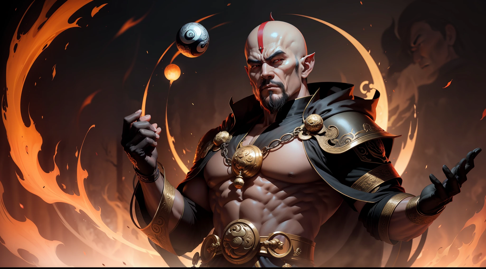 monk,yin yang,Demon God,k hd,had his hands folded,eye closeds