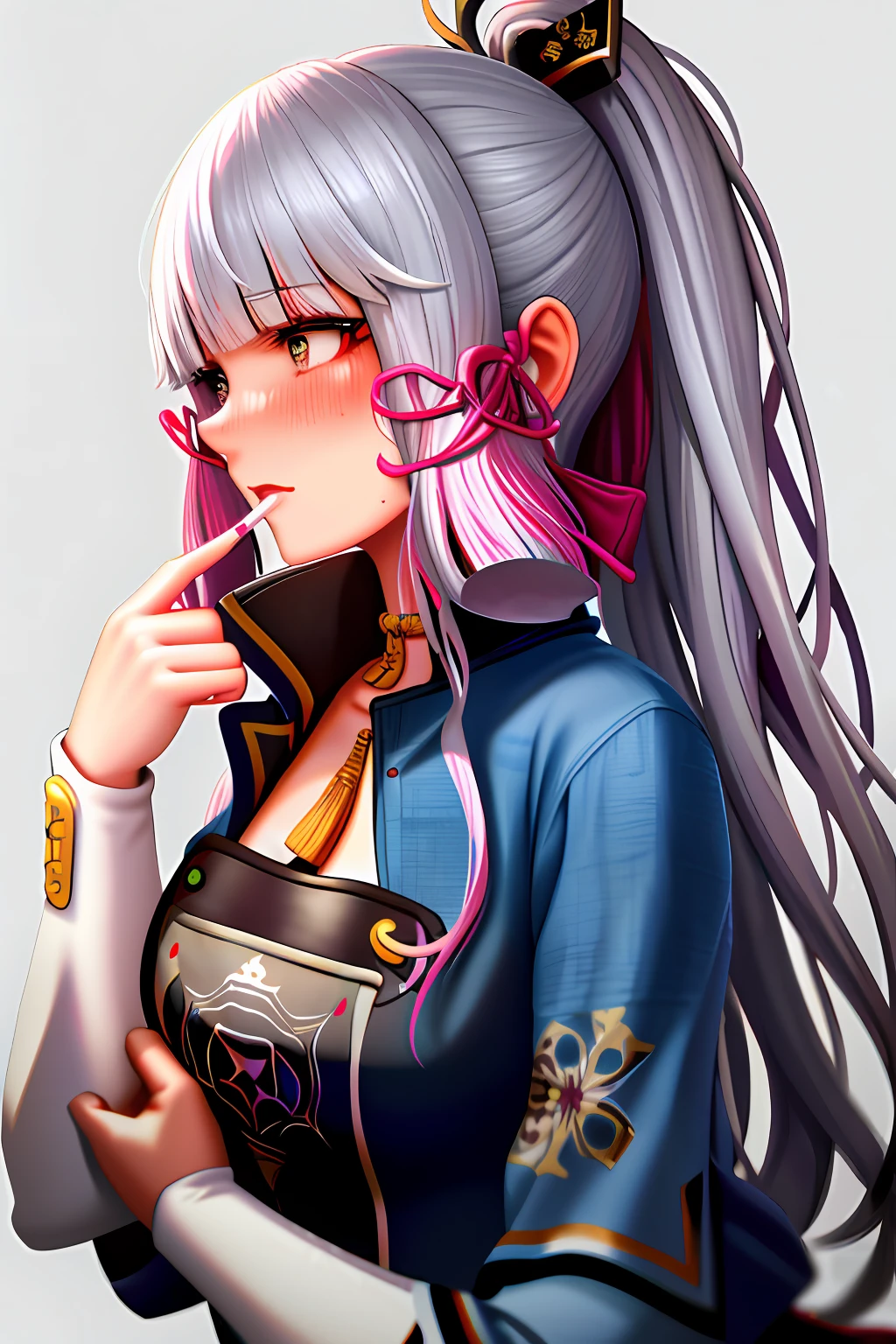 face, mascara, makeup, tired, tired, heavy breathing, after sex, saliva, messy hair, messy, wet face, big deep throat in mouth, detailed facial features, blush, embarrassment, long hair, realistic, high quality, best quality, high resolution
