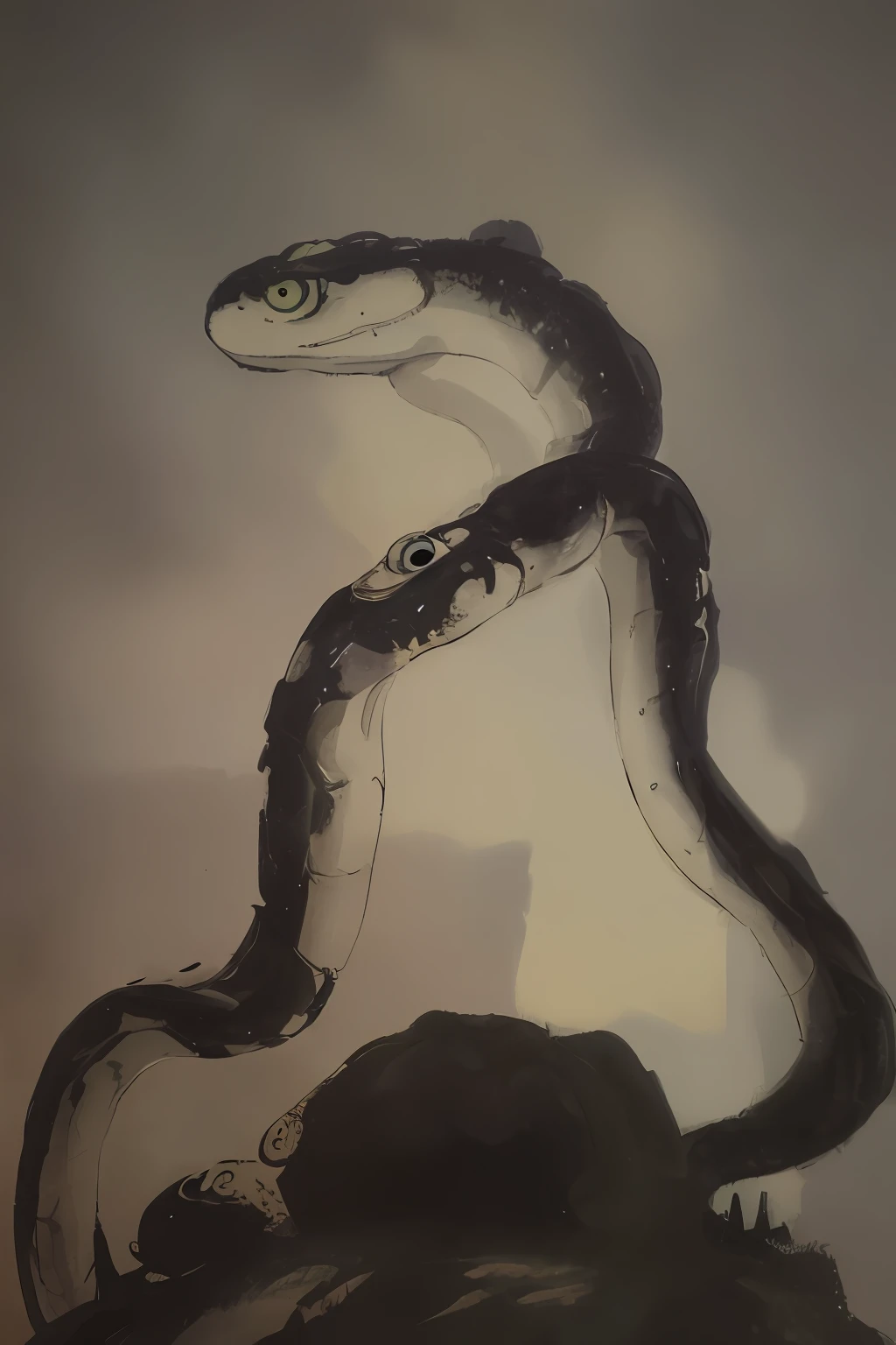 Antique teng snake ink