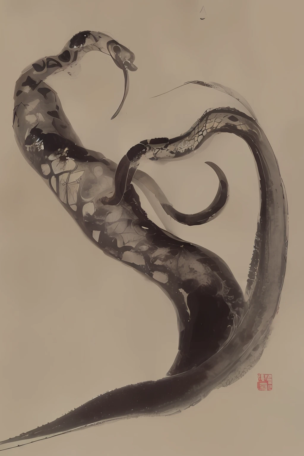 Antique teng snake ink