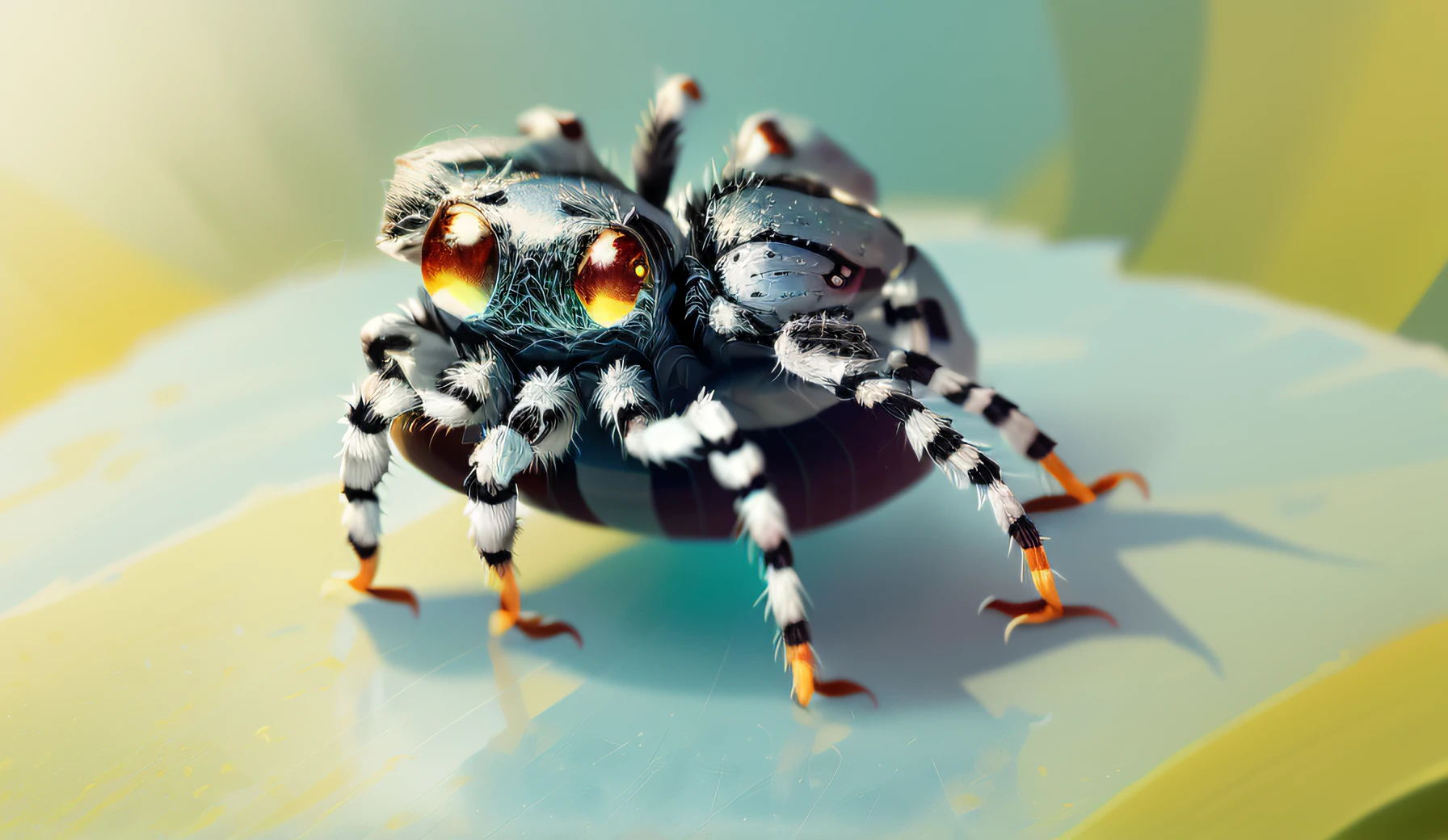 Jumping spiders,Fresh colors,the detail,brightly