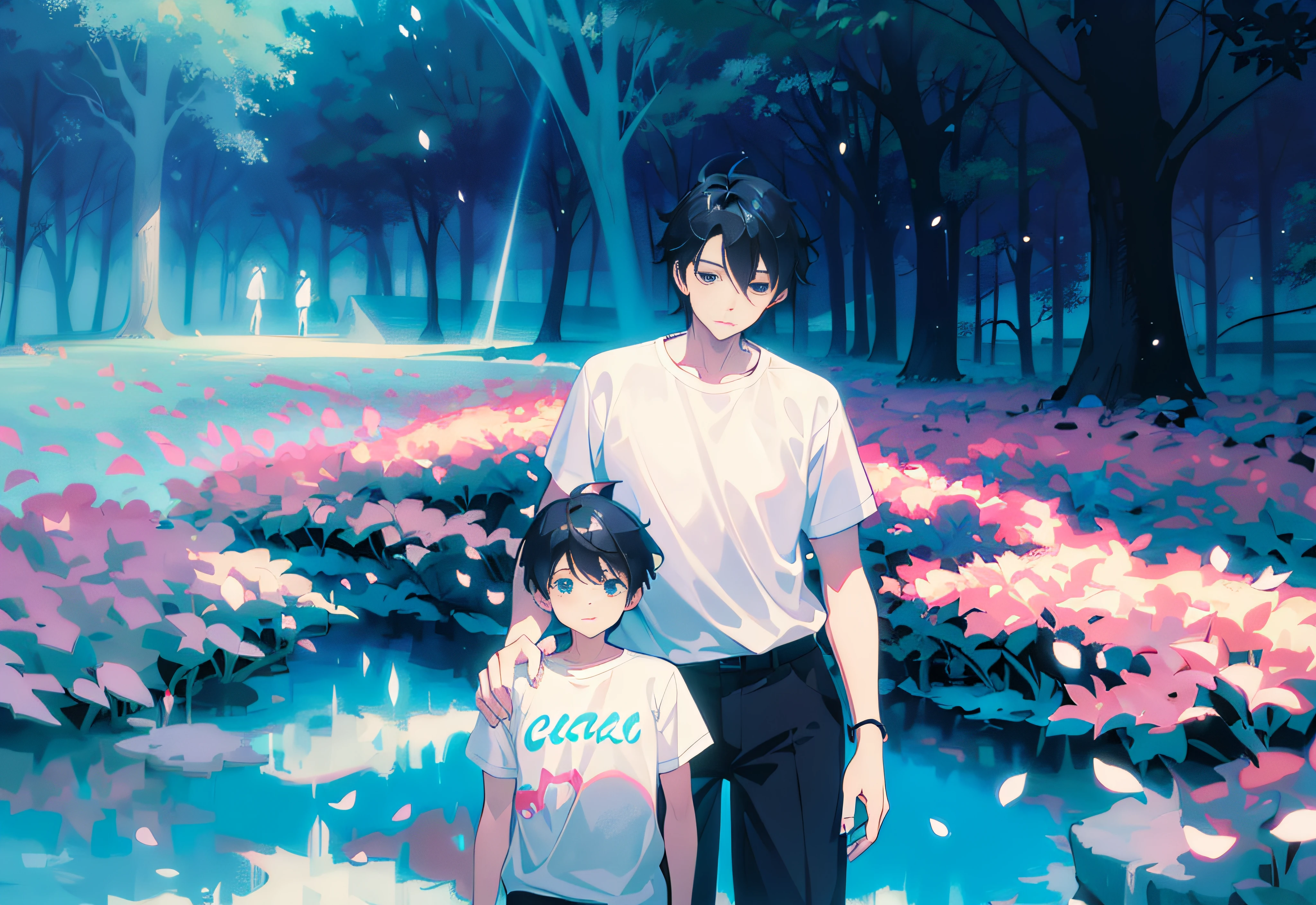a man, wearing a bright white shirt,in the style of soft color palette aurorapunk,an anime illustration of his face,animated gifs,hand-drawn animation,charming sketches,smooth and shiny,hazy romanticism,superflat style,white background--ar 1:1--niji 5--style expressive --s 50, black hair